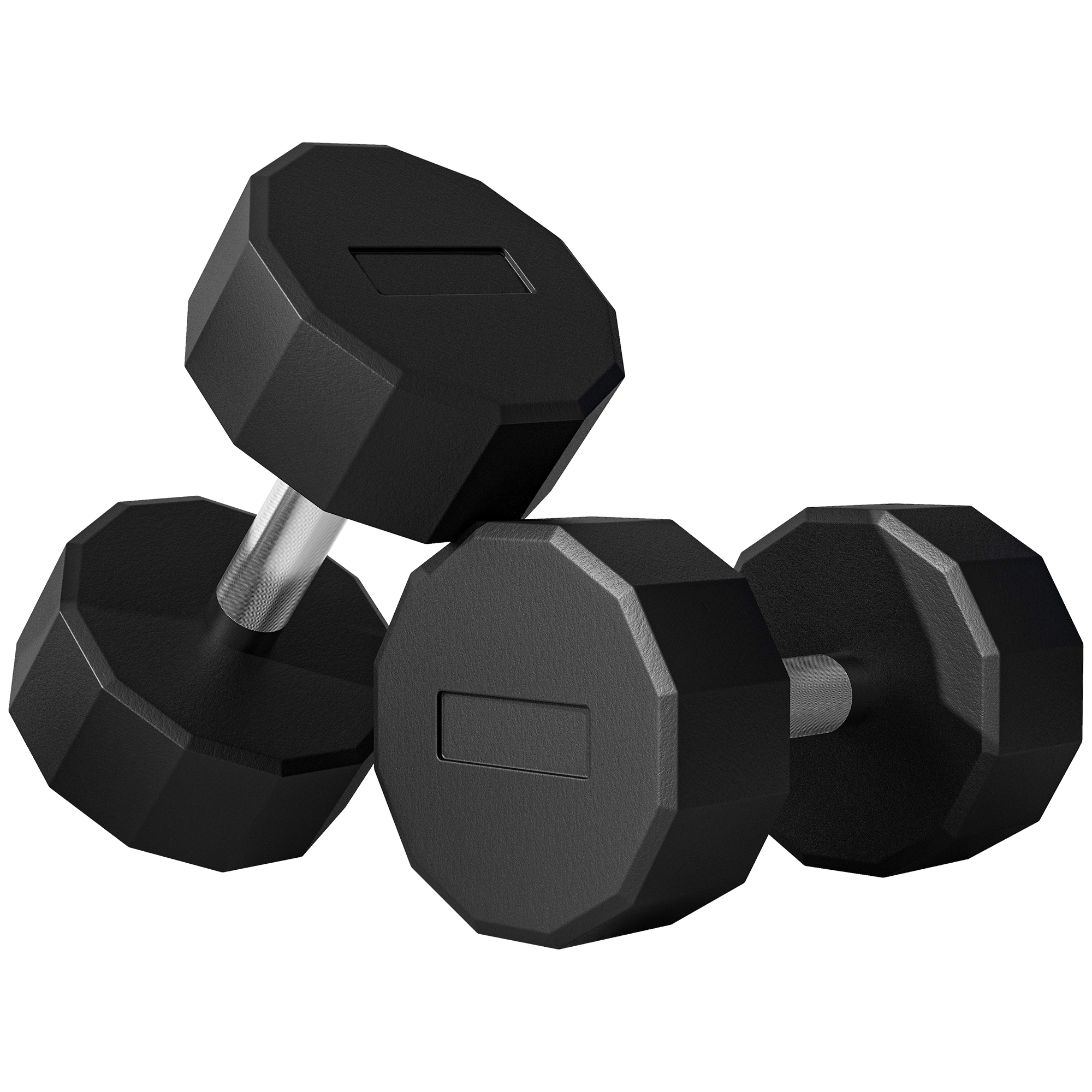 SPORTNOW Set 2 Haltères à 12 Côtés de 15 kg en Métal et Caoutchouc avec Poignée Antidérapante, 26x15,5x15,5 cm, Noir