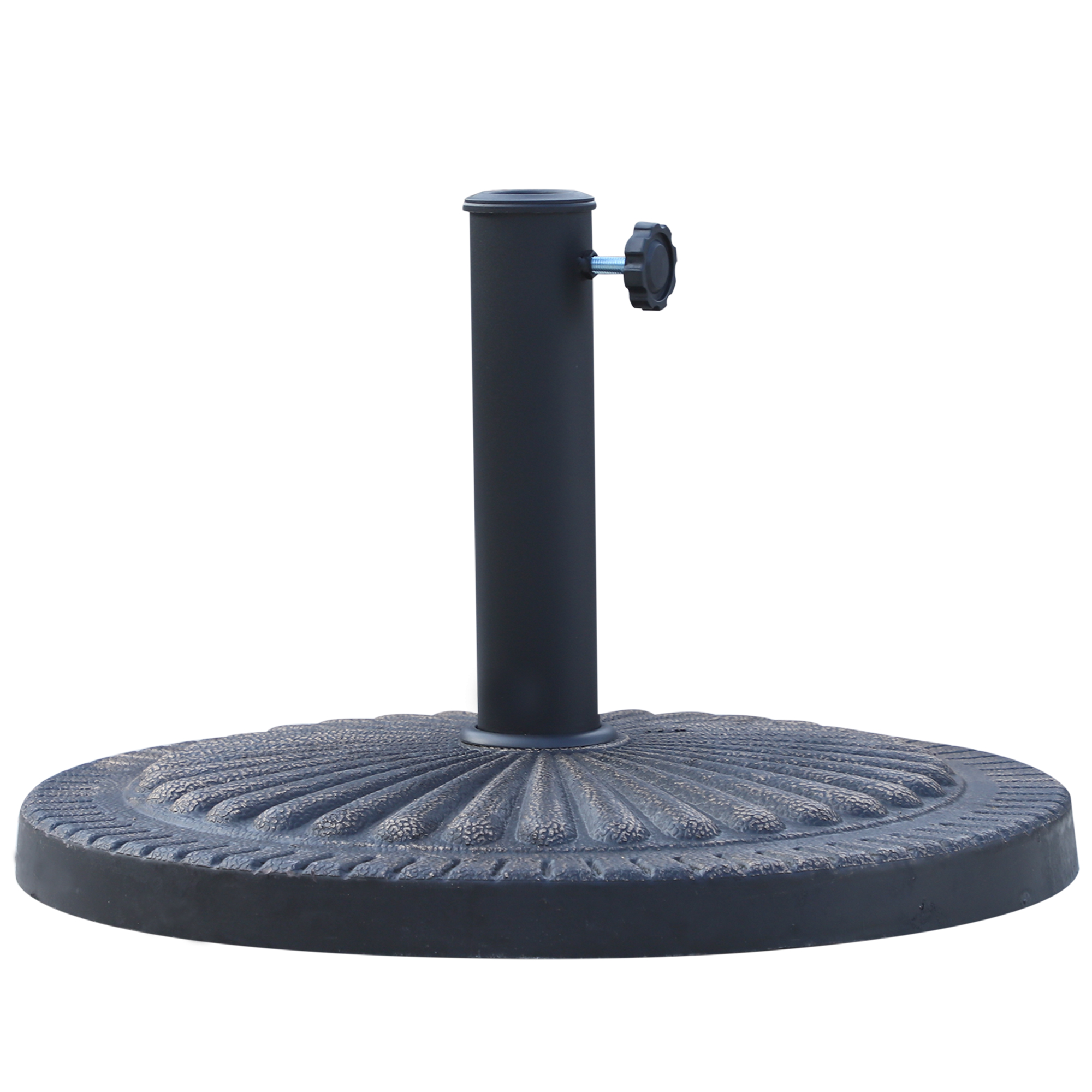 Outsunny Base Parasol Ronde pour Mats de Ø3,8-4,8cm avec Décoration et Poignée, Poids 15kg Ø49x32cm