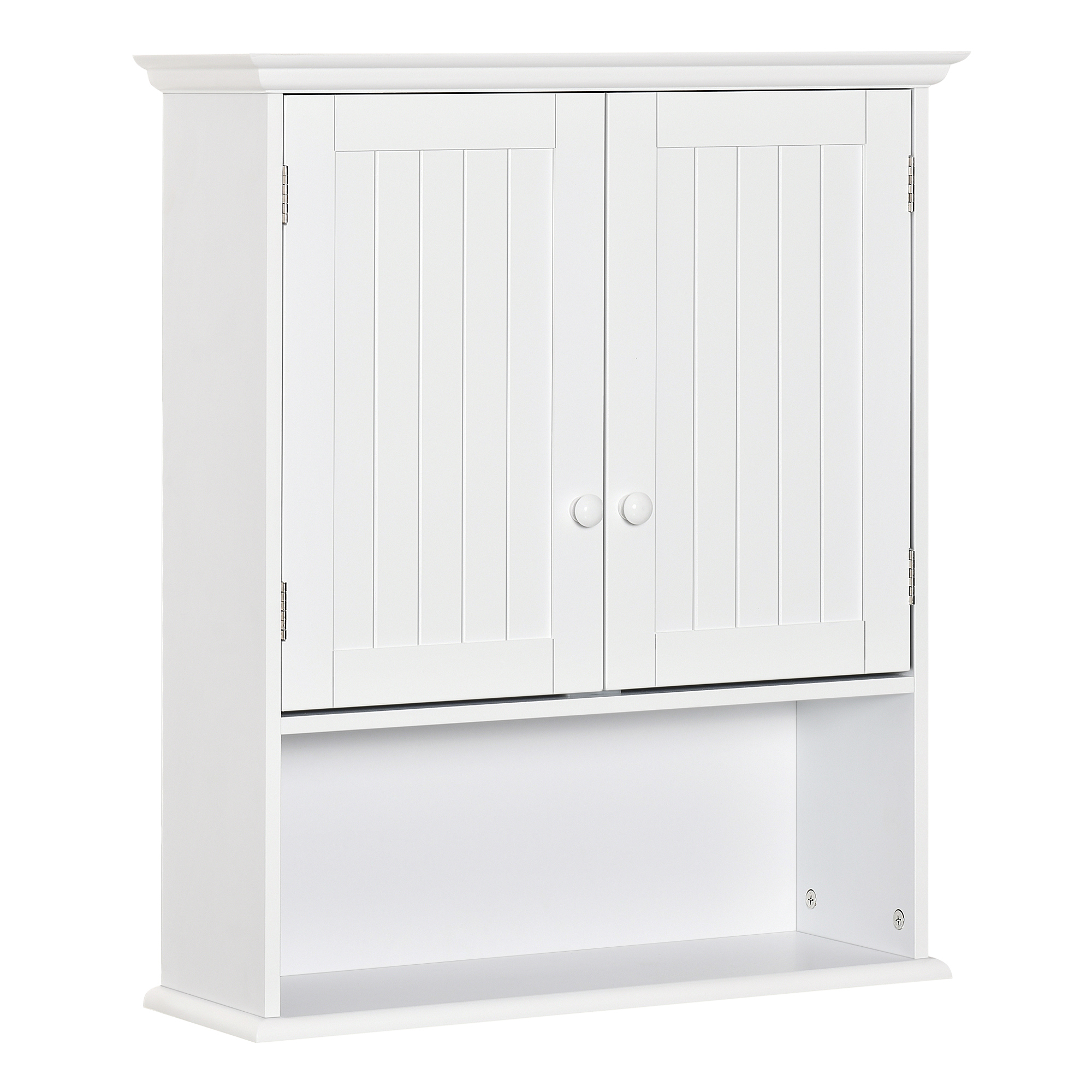 kleankin Armario Baño de Pared Armario para baño con 2 Puertas Estante Ajustable Mueble Auxiliar Suspendido Multiusos Blanco   Aosom España