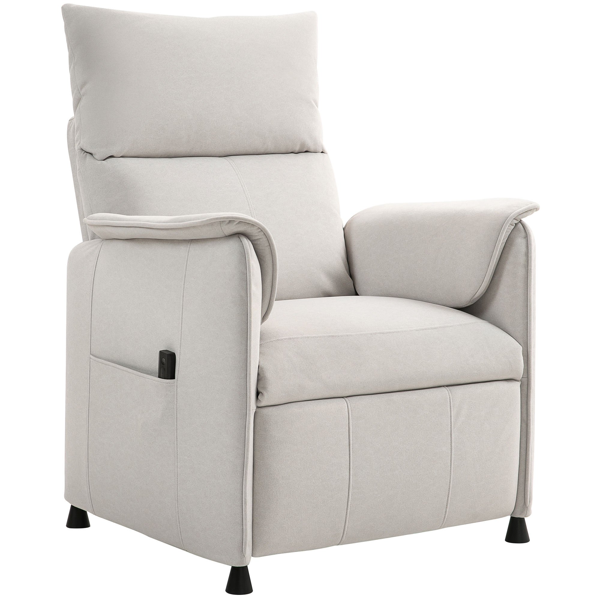 HOMCOM Fauteuil Relax avec moteur silencieux, fauteuil rembourré avec revêtement en tissu robuste, fonction de mémoire, repose-pieds ajustable, Crème