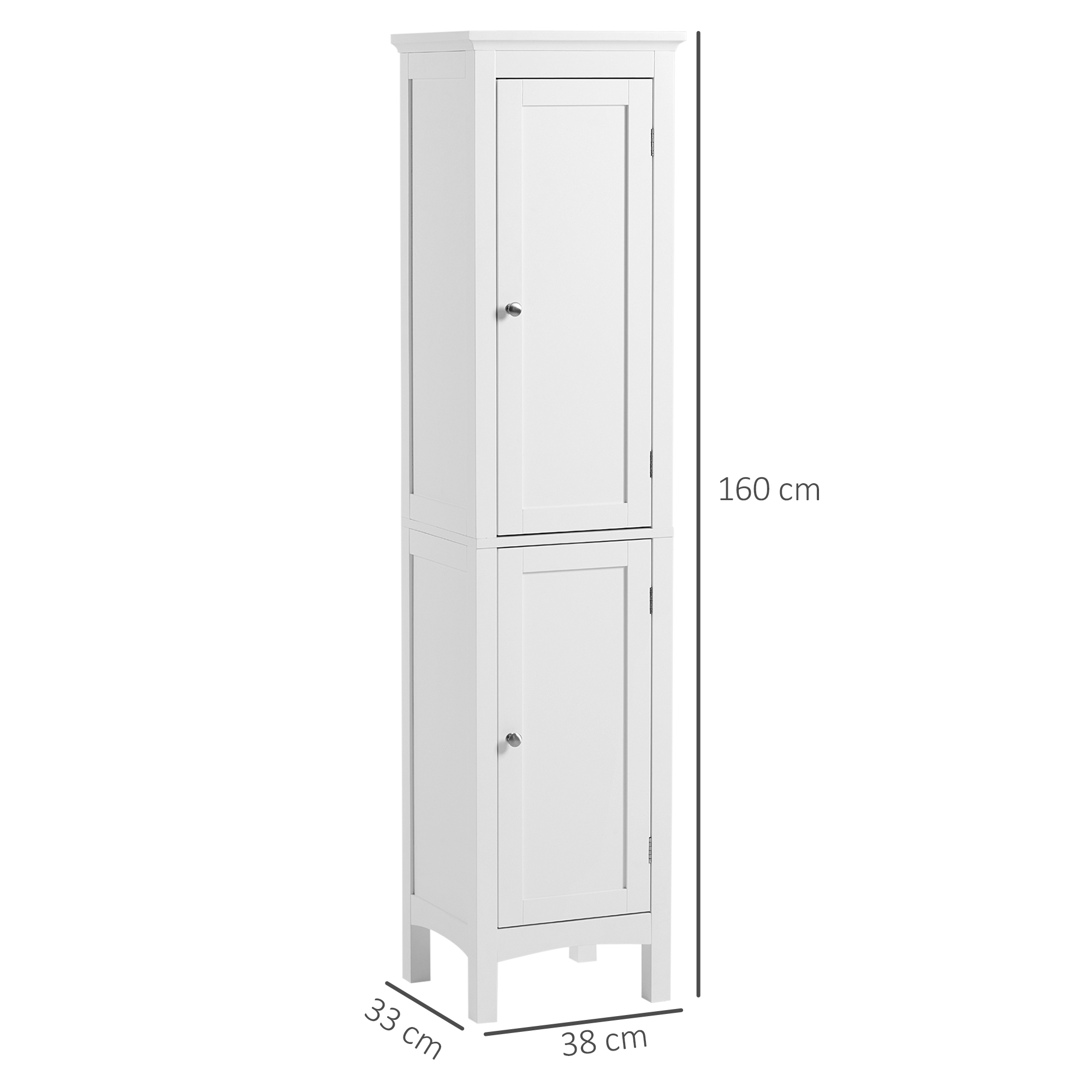 kleankin Tall Bathroom Storage Unit, Slim Bathroom Cabinet with Adjustable Shelves and Double Door, White 3