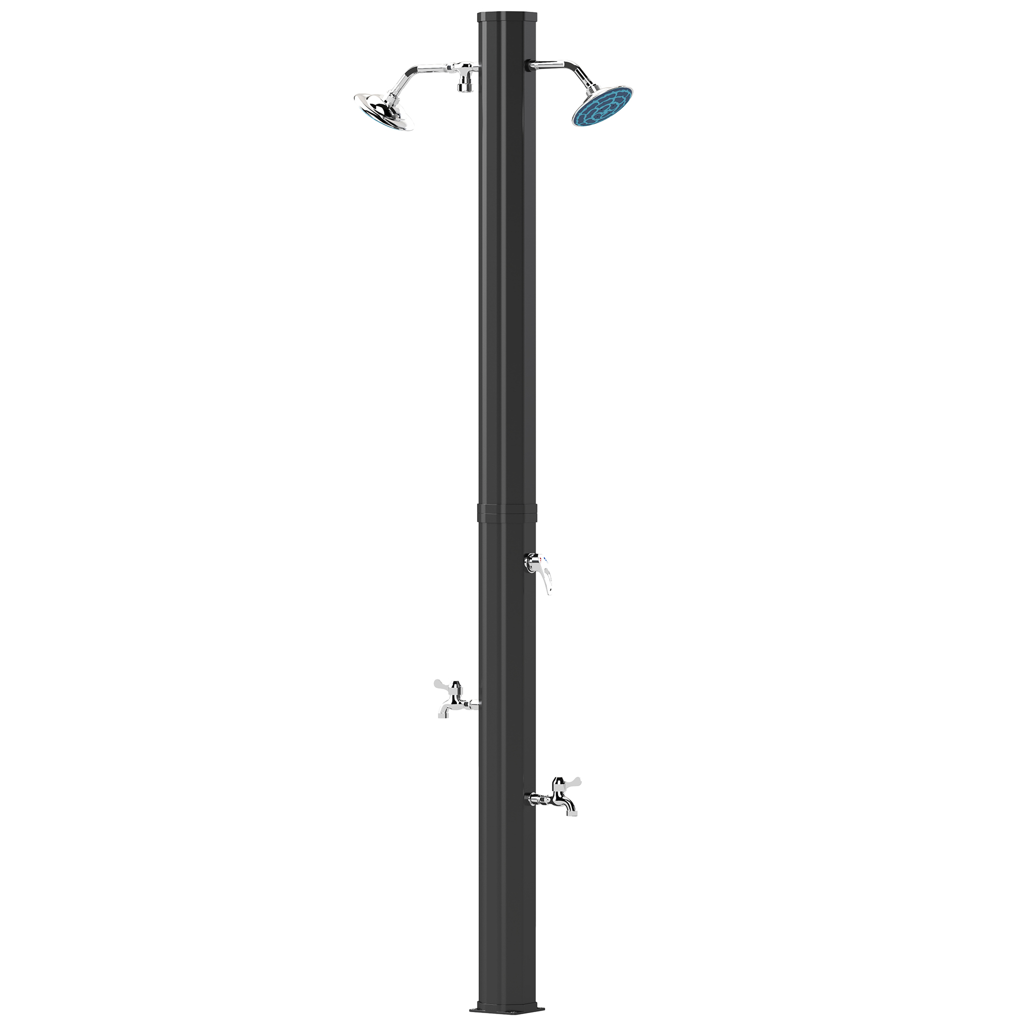 Outsunny Douche Solaire Extérieure 35 L avec 2 Pommes de Douche Rotatives Douches pour Pieds et Eau Chaude Maximum 55℃ 73x18x217 cm Noir