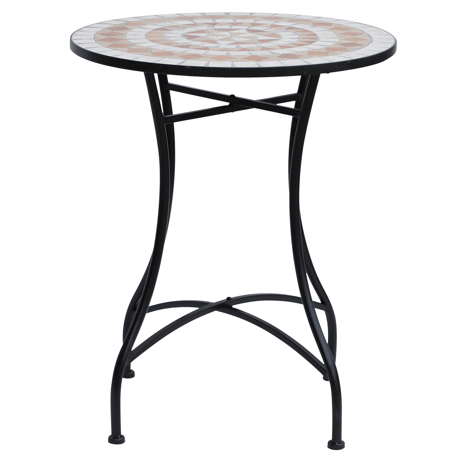 Outsunny Table de Jardin Ø60 x H71cm, Table de Balcon en Métal Résistant aux Intempéries, Table d'Extérieur, Table de Camping Table d'Appoint, Table de Terrasse Ronde pour Jardin Terrasse Balcon Orange+Blanc