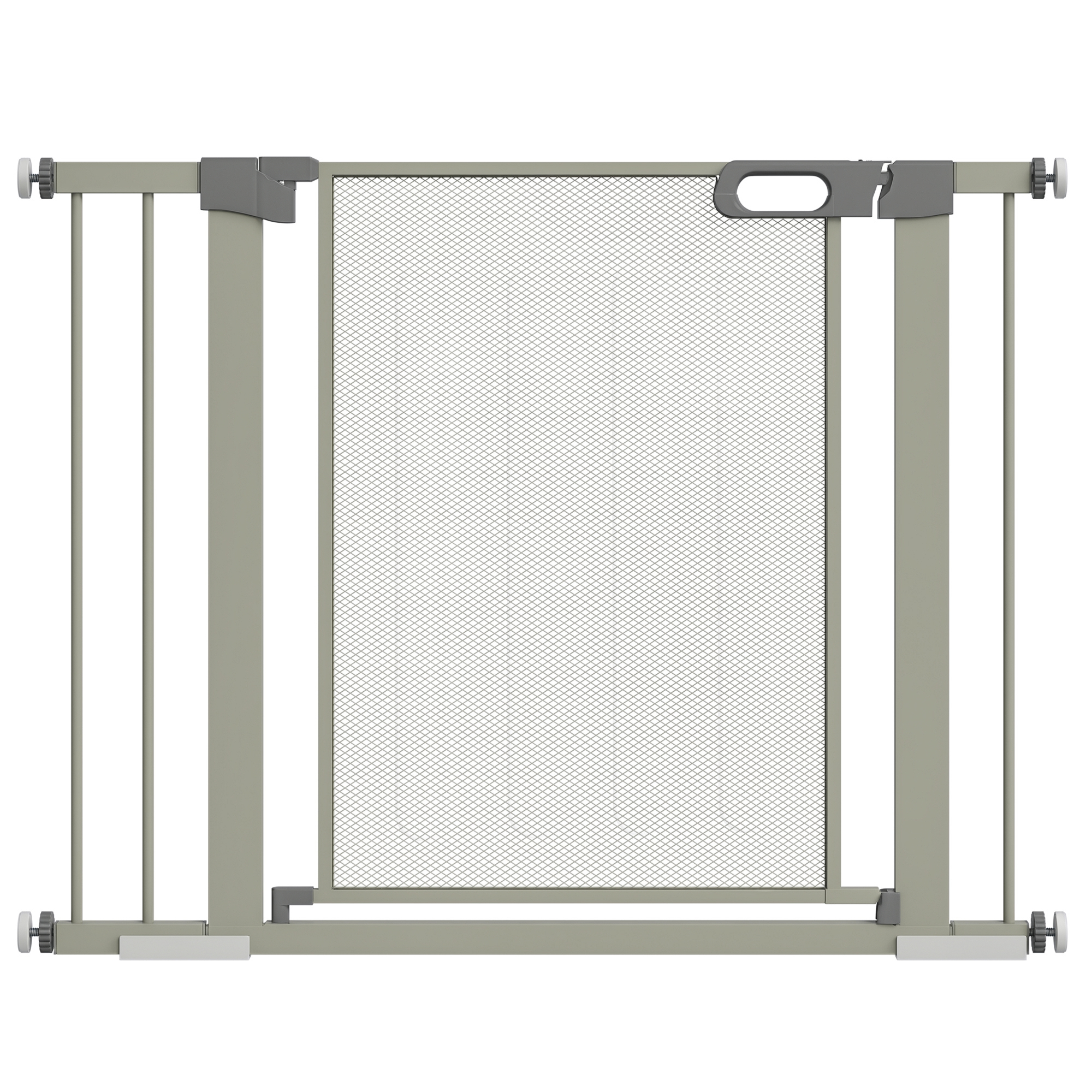 Meilleurs prix pour Barrière de sécurité animaux - longueur réglable dim. 75-103 cm - porte double verrouillage, ouverture double sens -sans perçage - acier ABS gris