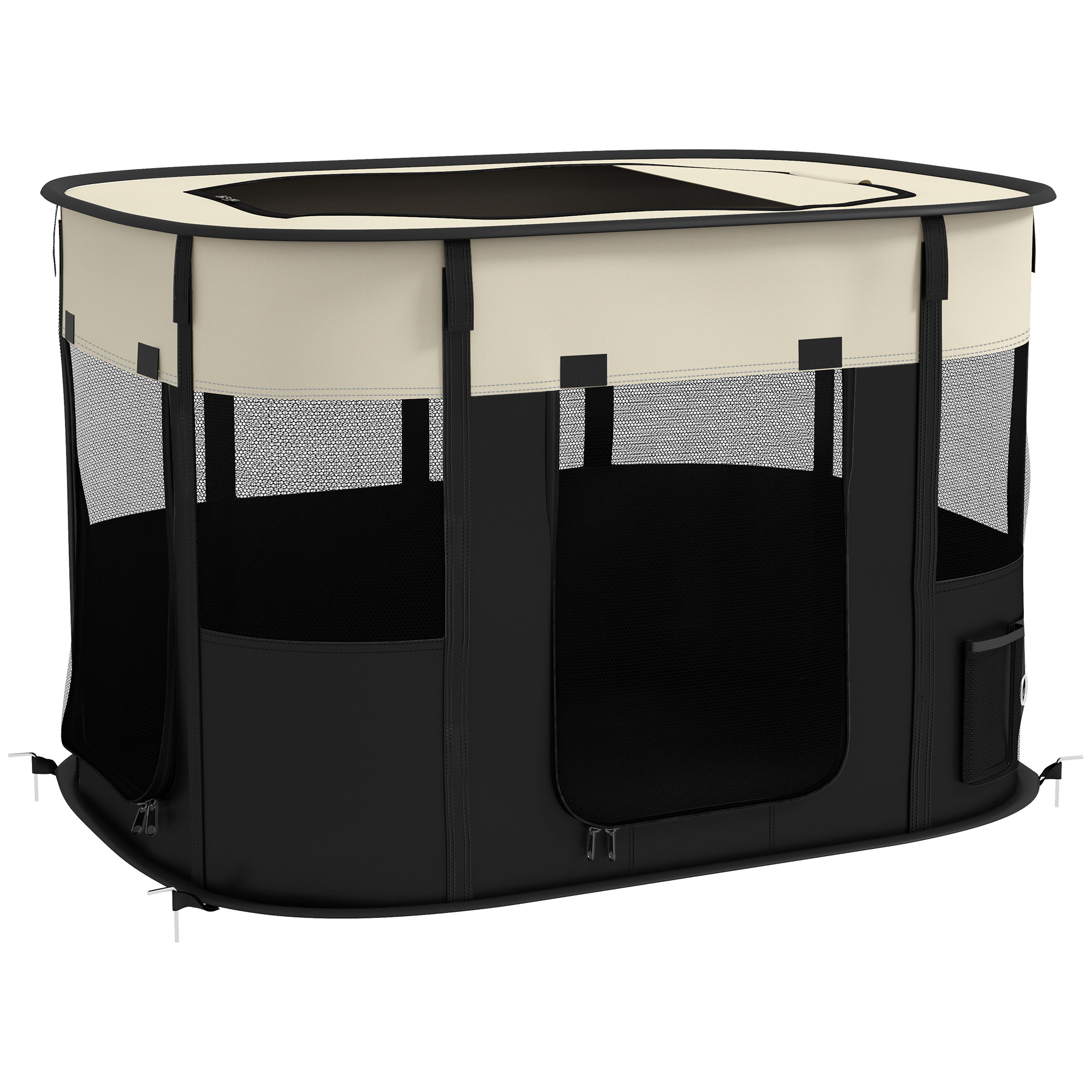 PawHut Parc enclos pliable pour chien chat petits animaux en tissu Oxford avec rangement 94 x 74 x 60 cm blanc crème et noir PawHut Parc enclos pliable pour chien chat petits animaux en tissu Oxford avec rangement 94 x 74 x 60 cm blanc crème et noir