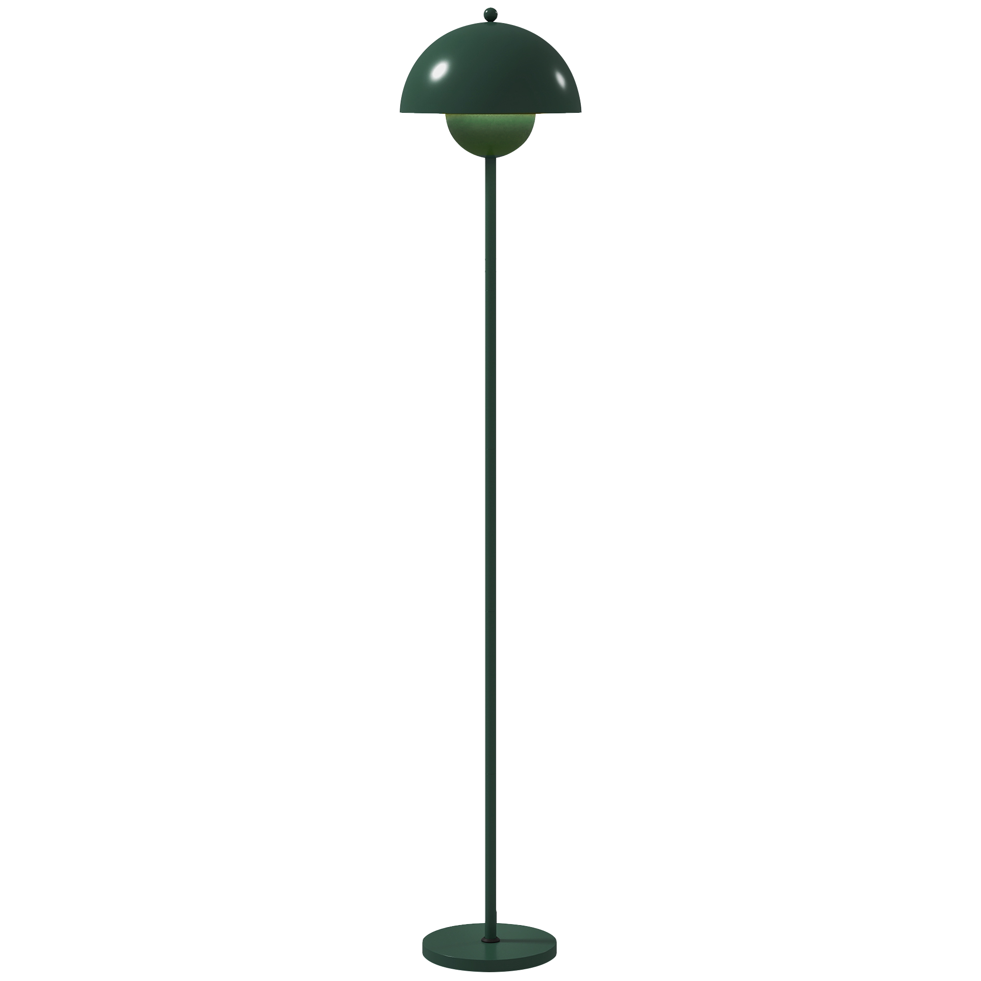 Lampe sur Pied, Abat-jour rond, Interrupteur au pied, Câble long, Look élégant, Acier, Vert