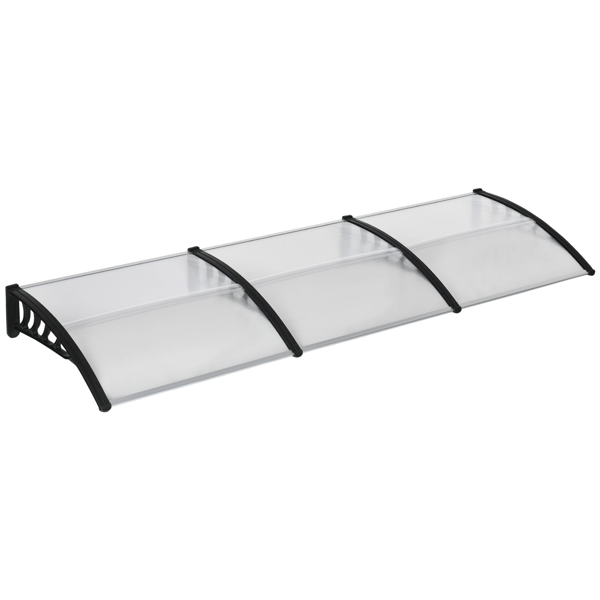 Outsunny Auvent Moderne en Polycarbonate, Aluminium et PP pour Balcons, Fenêtres et Portes, 303x96x27 cm, Noir et Transparent