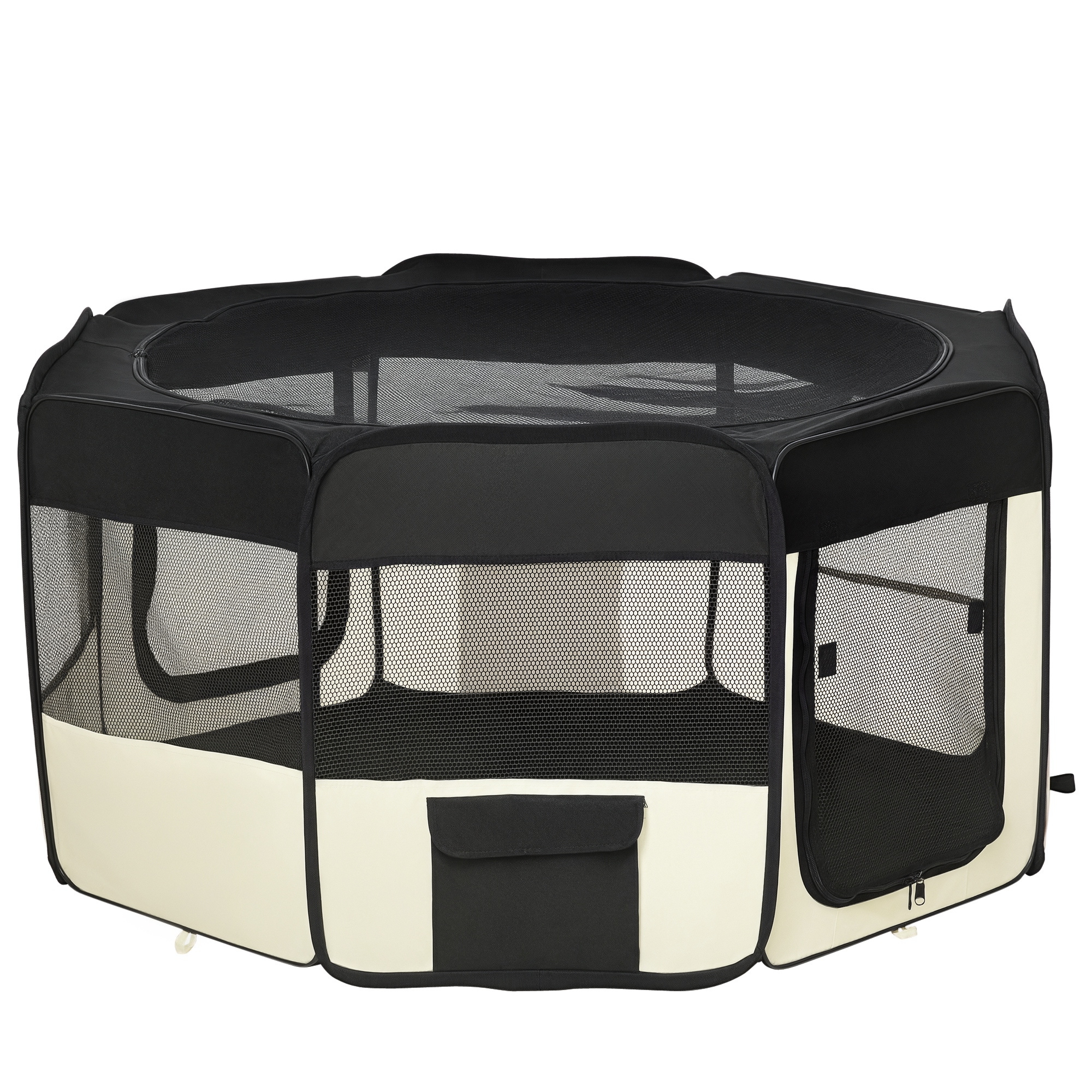 Meilleurs prix pour Parc enclos pliable chien chat - Ø 120 x 58H cm - acier tissu Oxford - crème noir