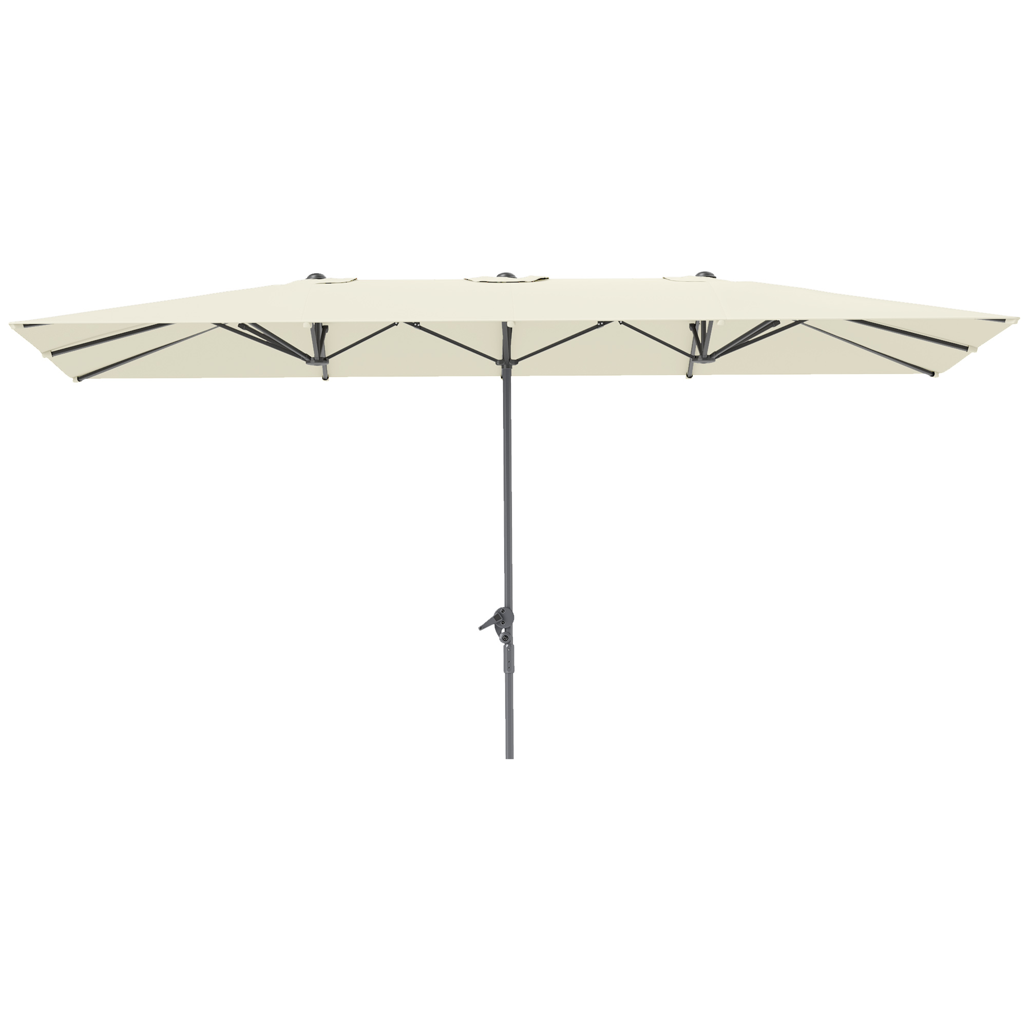Outsunny Parasol double-face, 451 x 264 cm Parasol avec système de manivelle, 12 entretoises métalliques, mât en aluminium, Crème