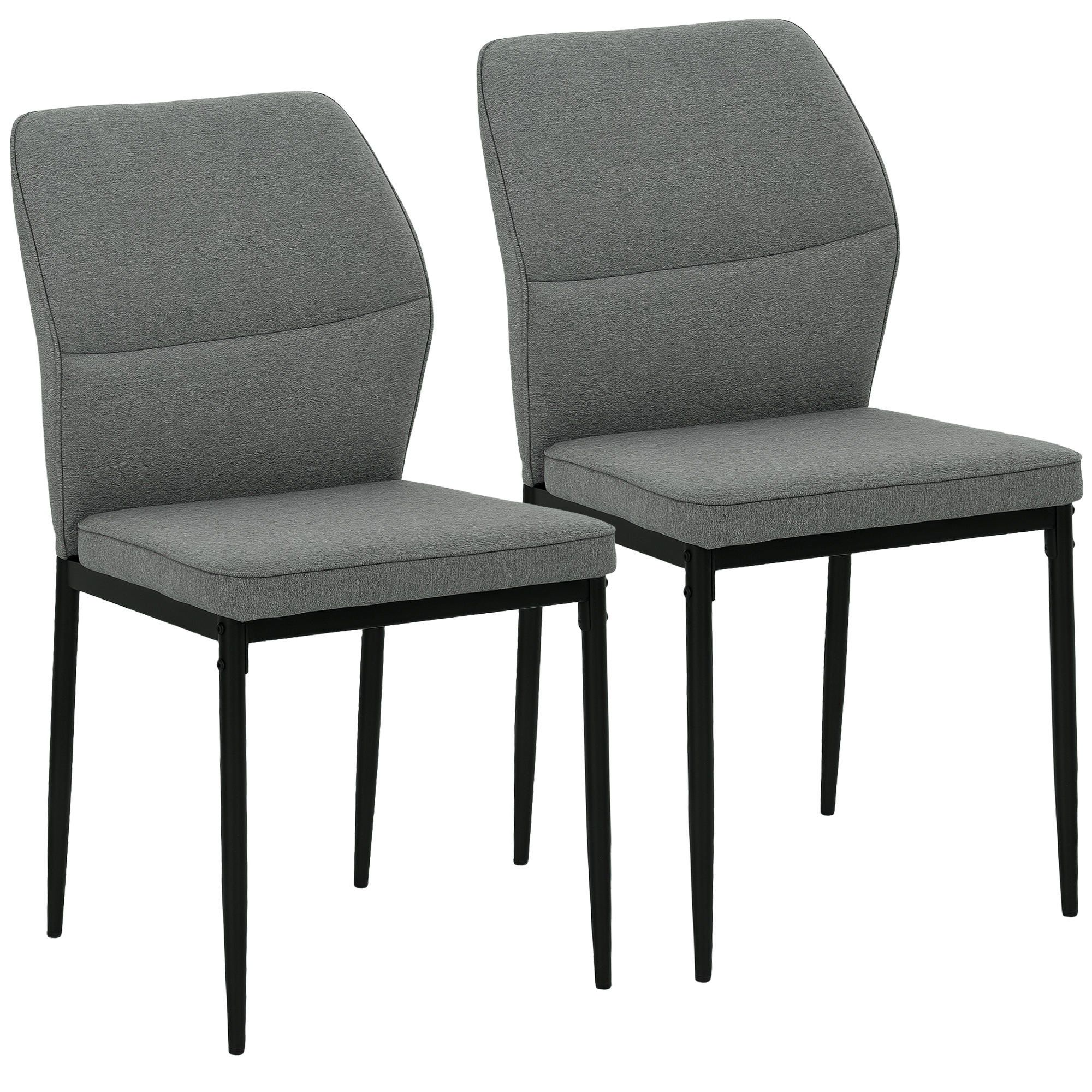 Set 2 Chaises de Salle à Manger Rembourrées en Velours avec Dossier Ergonomique Sans Accoudoirs, Gris