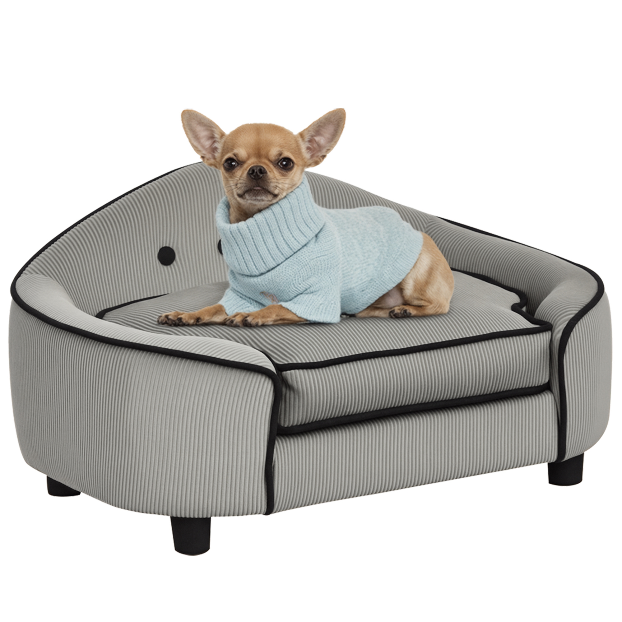 PawHut Hundesofa Gemütliches Hundebett aus Naturholz & Plüsch für kleine Hu günstig online kaufen