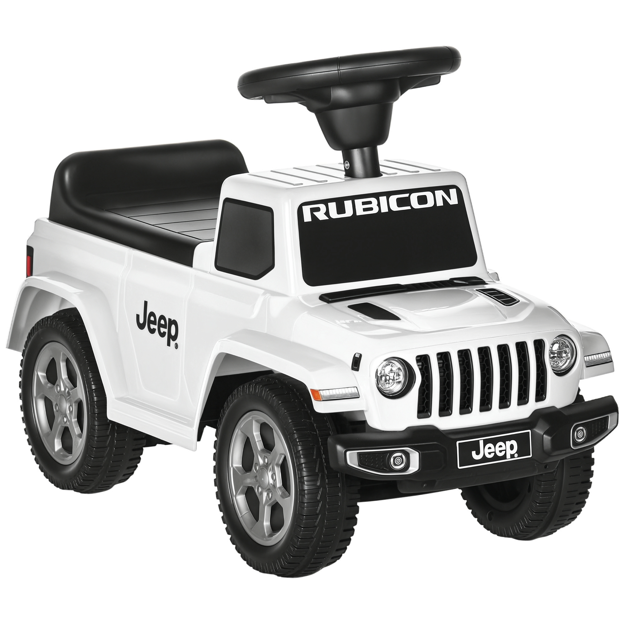 AIYAPLAY Porteur trotteur enfants voiture licence jeep 18-36 mois coffre - 63,5 x 29 x 42 cm blanc
