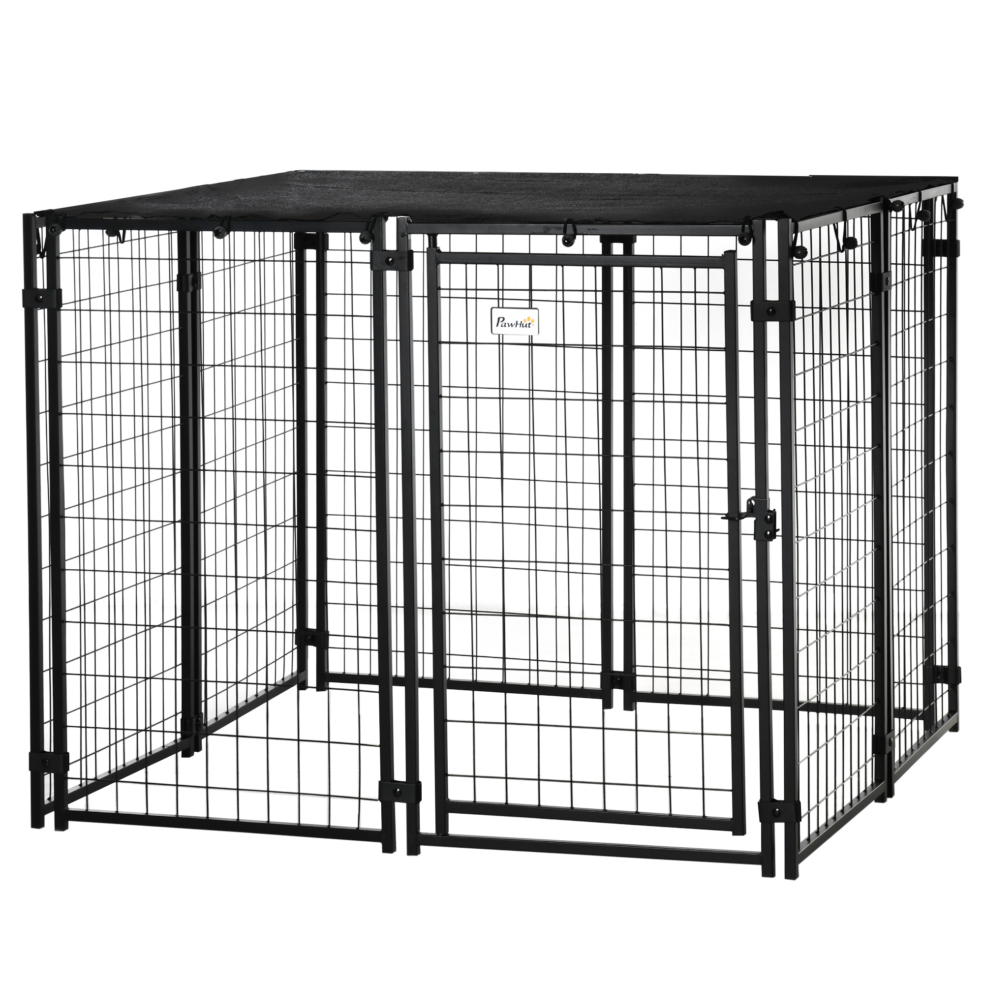 Meilleurs prix pour PawHut Enclos pour Chiens Pliable avec Couverture, 8 Panneaux avec Porte Verrouillable, 141x141x113cm, Noir