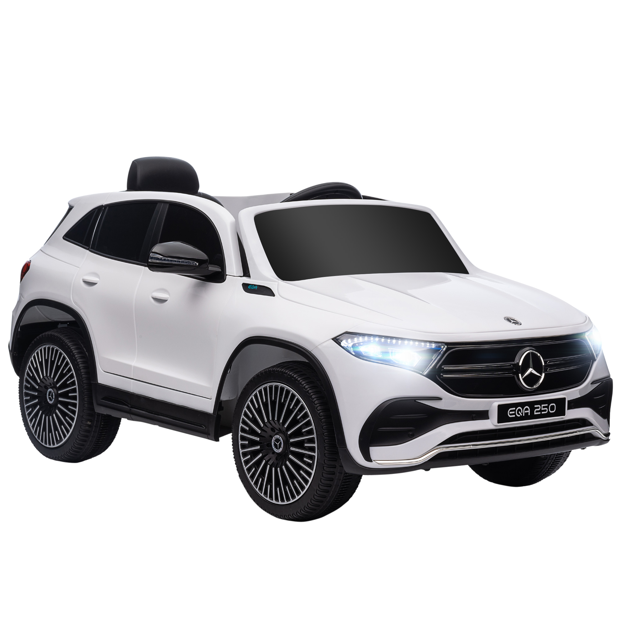HOMCOM Coche Eléctrico para Niños Mercedes-Benz EQA 12V Control Remoto Música Bocina Velocidad 3-8 km/h 111,5x69x52,5cm Blanco | Aosom España