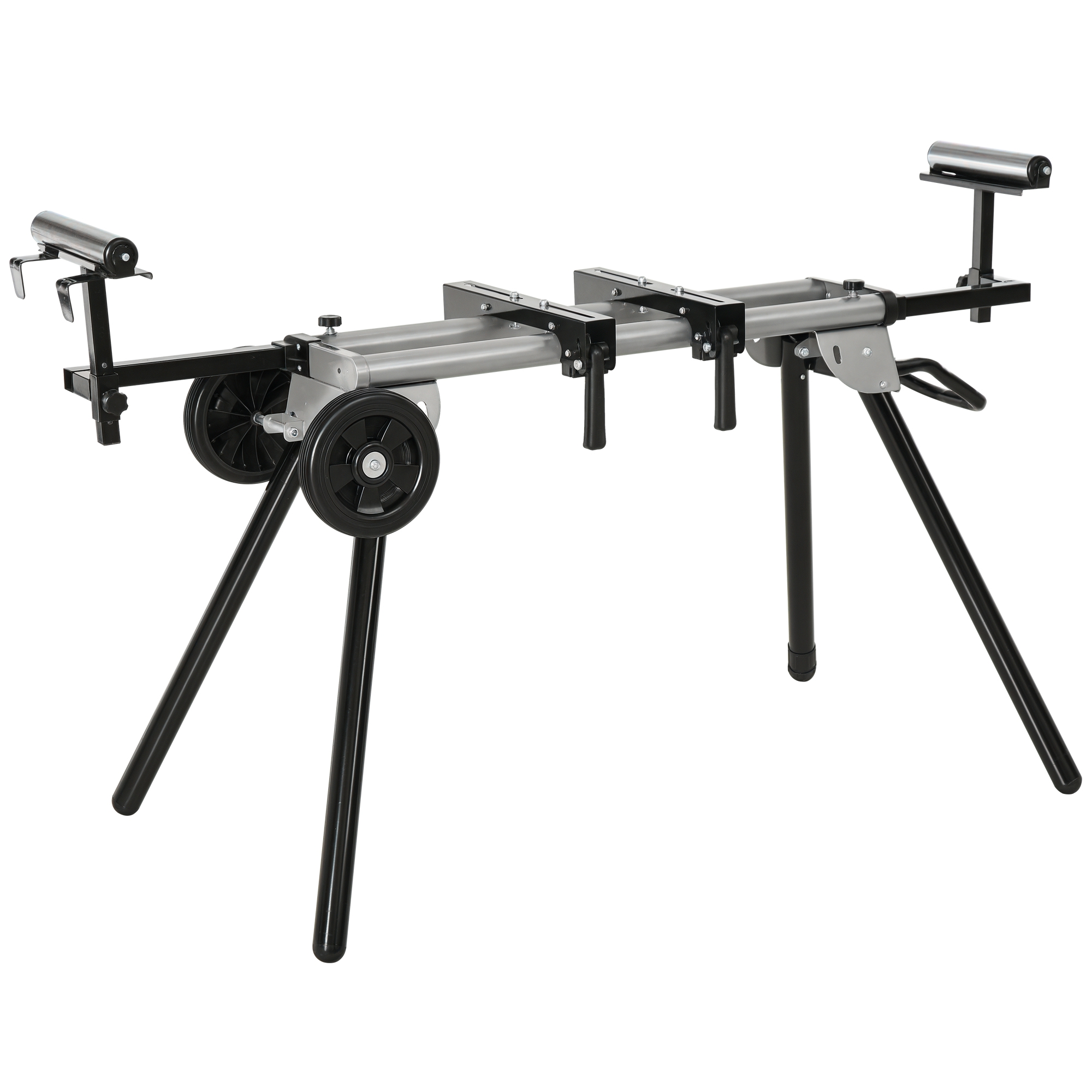 DURHAND Masă Suport pentru Ferăstraie Circulare, Bancă Extensibilă Reglabilă și Pliabilă, 123.5-245x73x96 cm, Negru | Aosom Romania