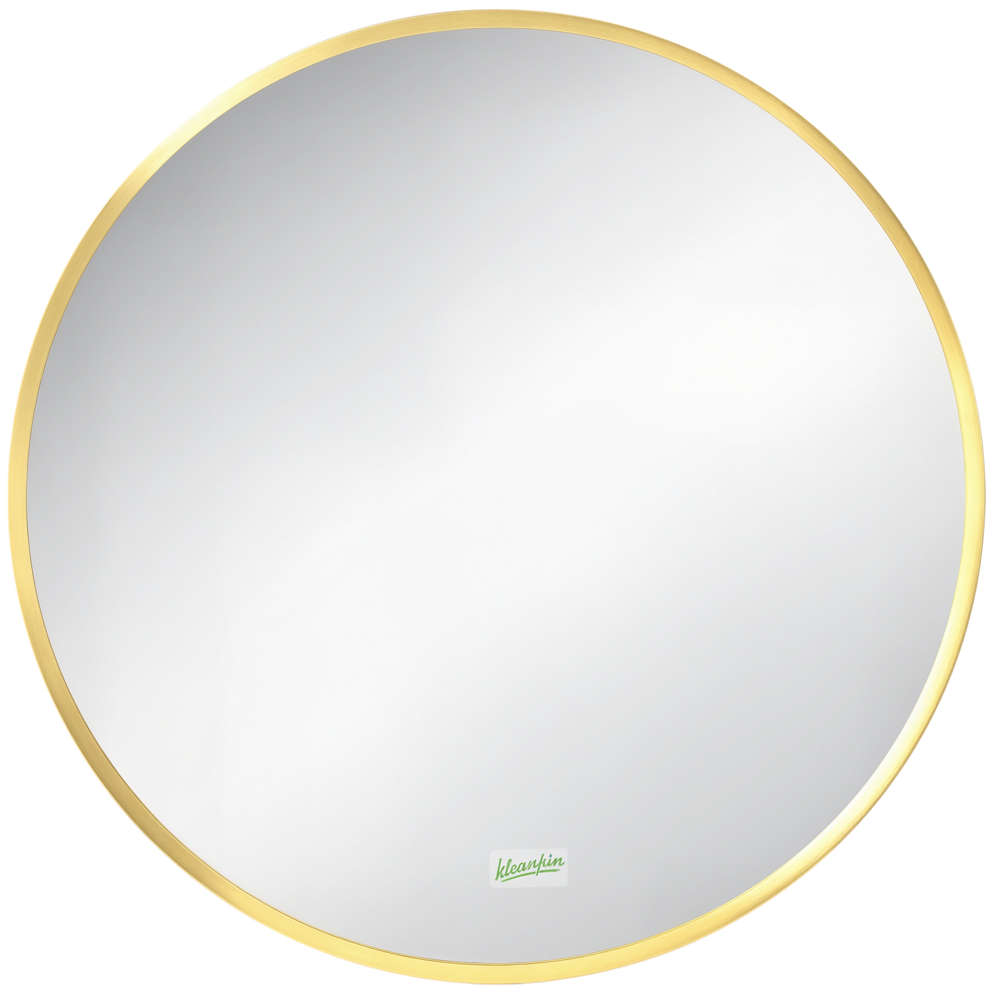 kleankin Specchio Bagno Rotondo con Cornice da Parete in Lega di Alluminio, Ø50x2cm, Oro Aosom
