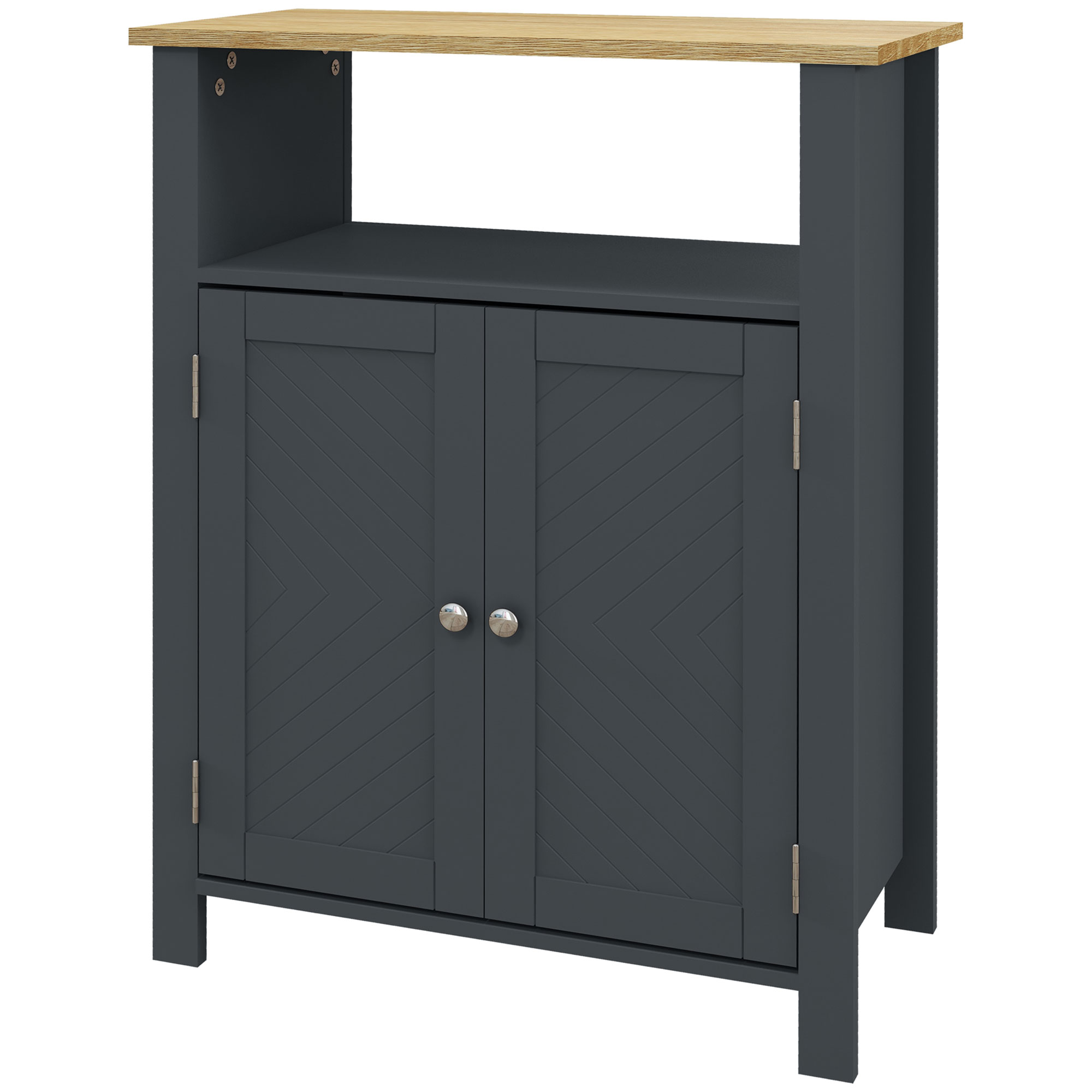 kleankin Meuble de Salle de Bain à 3 Étagères en MDF et Panneau de Particules avec Étagère Intérieure Réglable, 60x30x80.5 cm