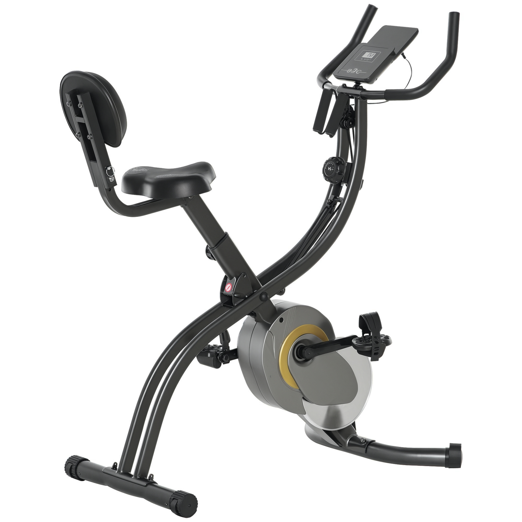 HOMCOM Heimtrainer Fahrrad Trimmrad mit 16-stufig einstellbarem Magnetwiderstand & Spannseil, Schwarz Grau, Fitnessgerät für Zuhause   Aosom.de – HOMCOM