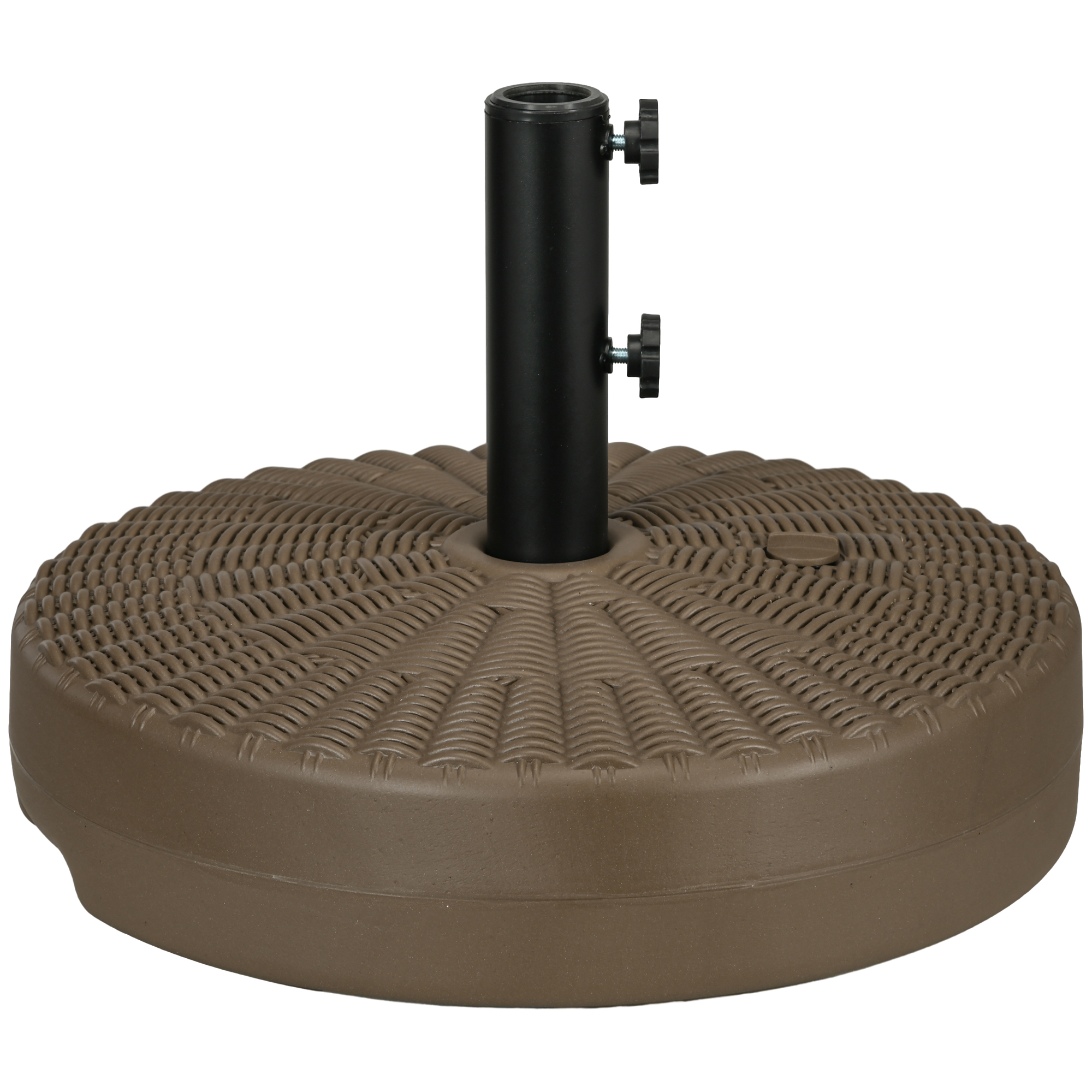 Outsunny Base de Parasol avec 2 Poignées Intégrées, en HDPE et Acier, Ø51x36 cm, Marron et Noir