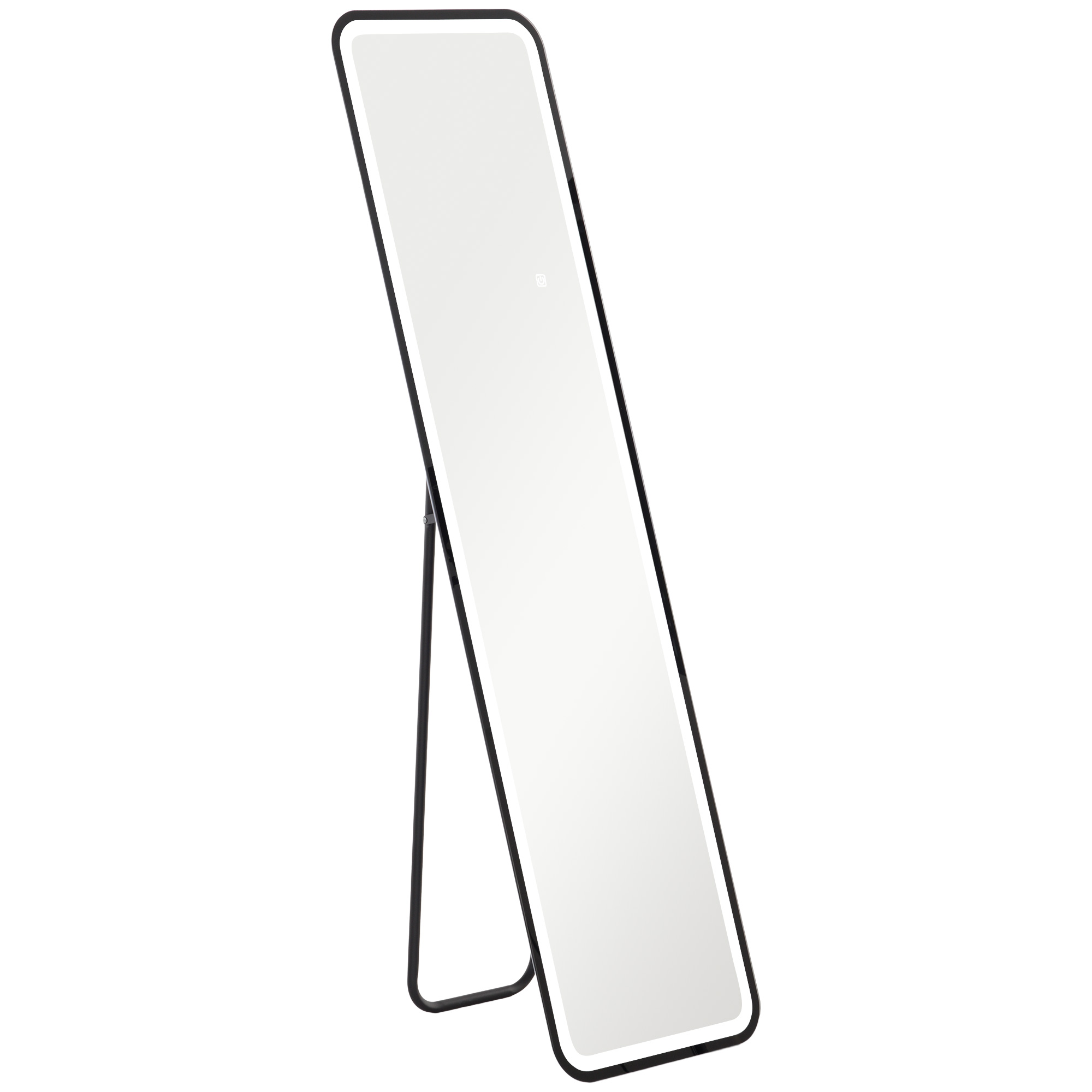 HOMCOM Espejo con Luz Espejo de Cuerpo Entero LED con Iluminación de 3 Colores Función de Memoria Táctil Inteligente 150x40 cm Negro   Aosom España