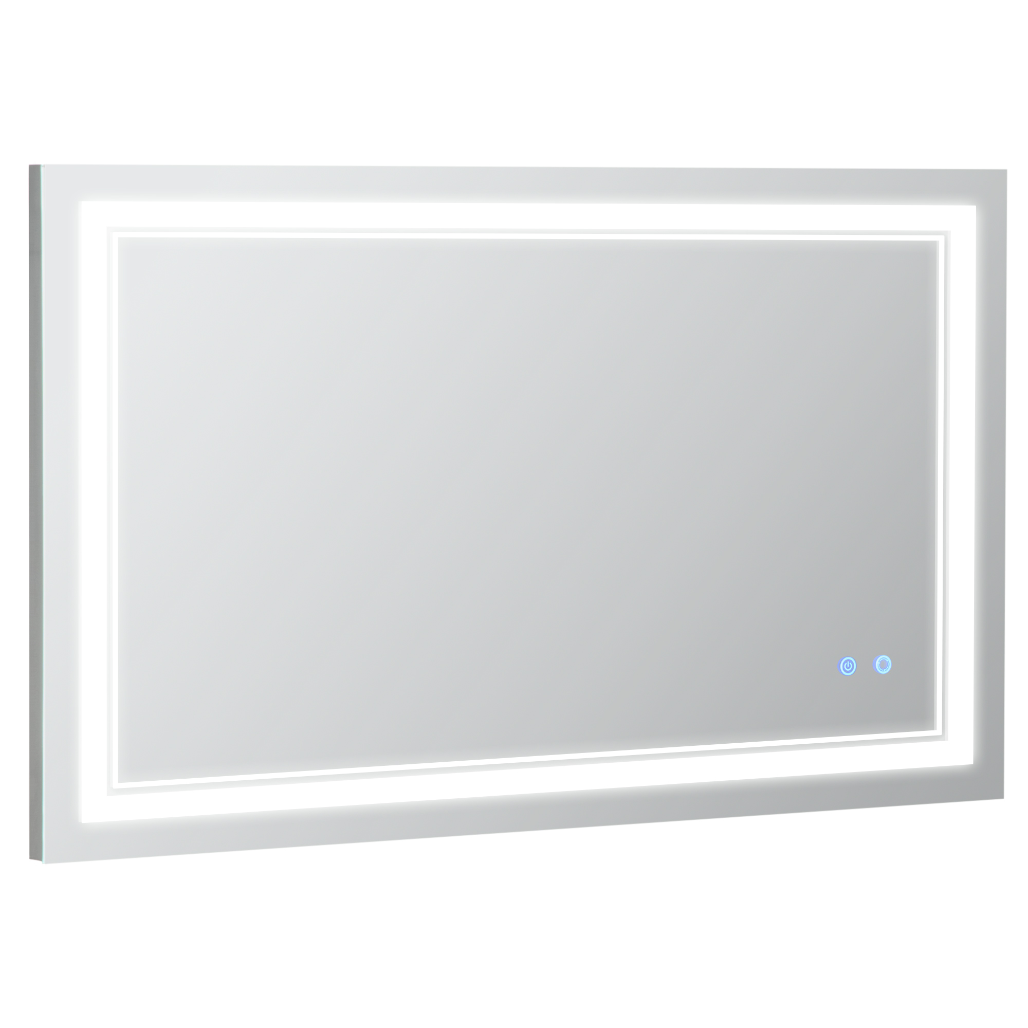 kleankin Espejo de Baño Iluminado con Luz LED Ajustable Interruptor Táctil y Función de Memoria Moderno 100x60 cm Plata | Aosom España