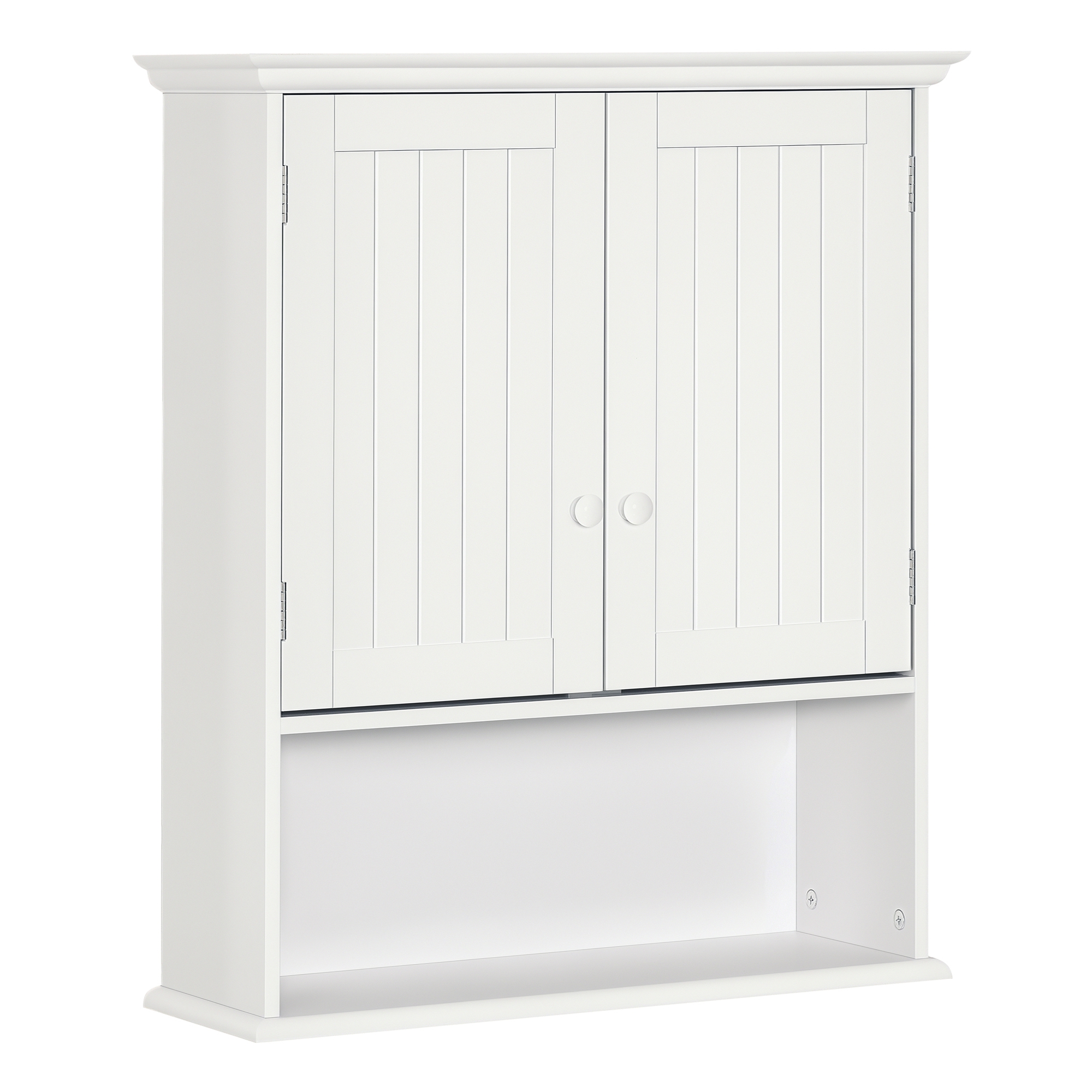 kleankin Mobile Bagno Sospeso con Armadietto a 2 Ante e Ripiano Aperto, Mensola Interna Regolabile, Bianco   Aosom Italy