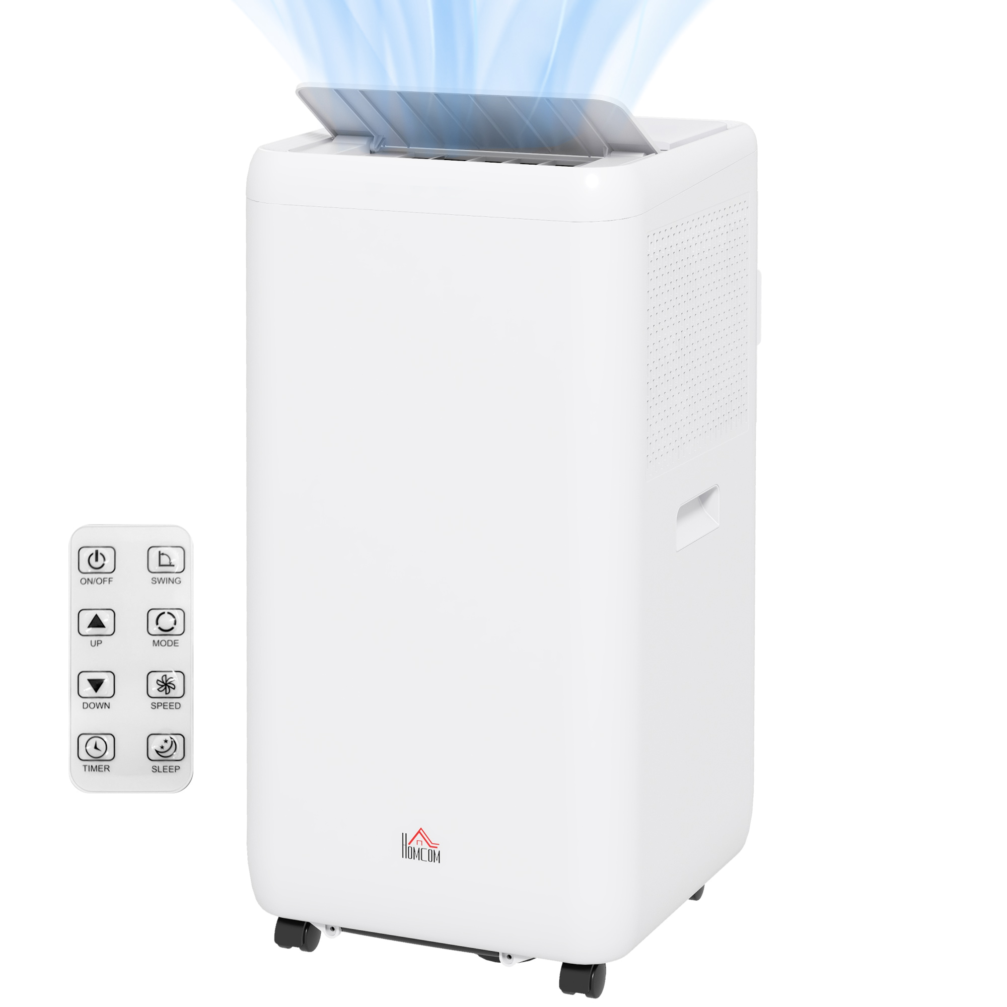HOMCOM Climatiseur Portatif 1250W avec 5 Modes et Minuterie 24h, 35.5x35x70 cm, Blanc
