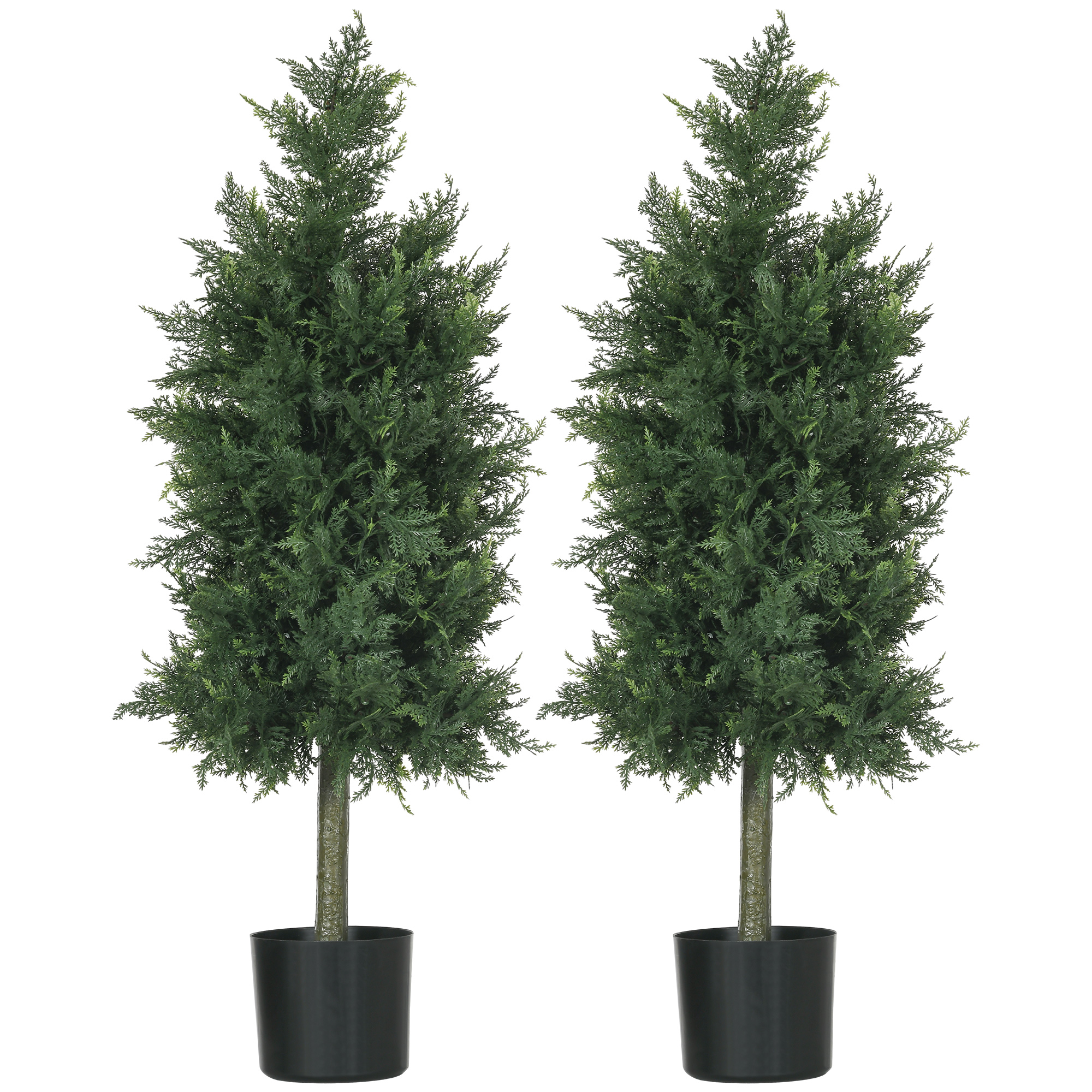 HOMCOM Arbori Topiari de Cedru Artificial, Set de 2 Plante Artificiale în Ghivece, Plante Decorative, 38x12.5x90 cm, Verde | Aosom Romania