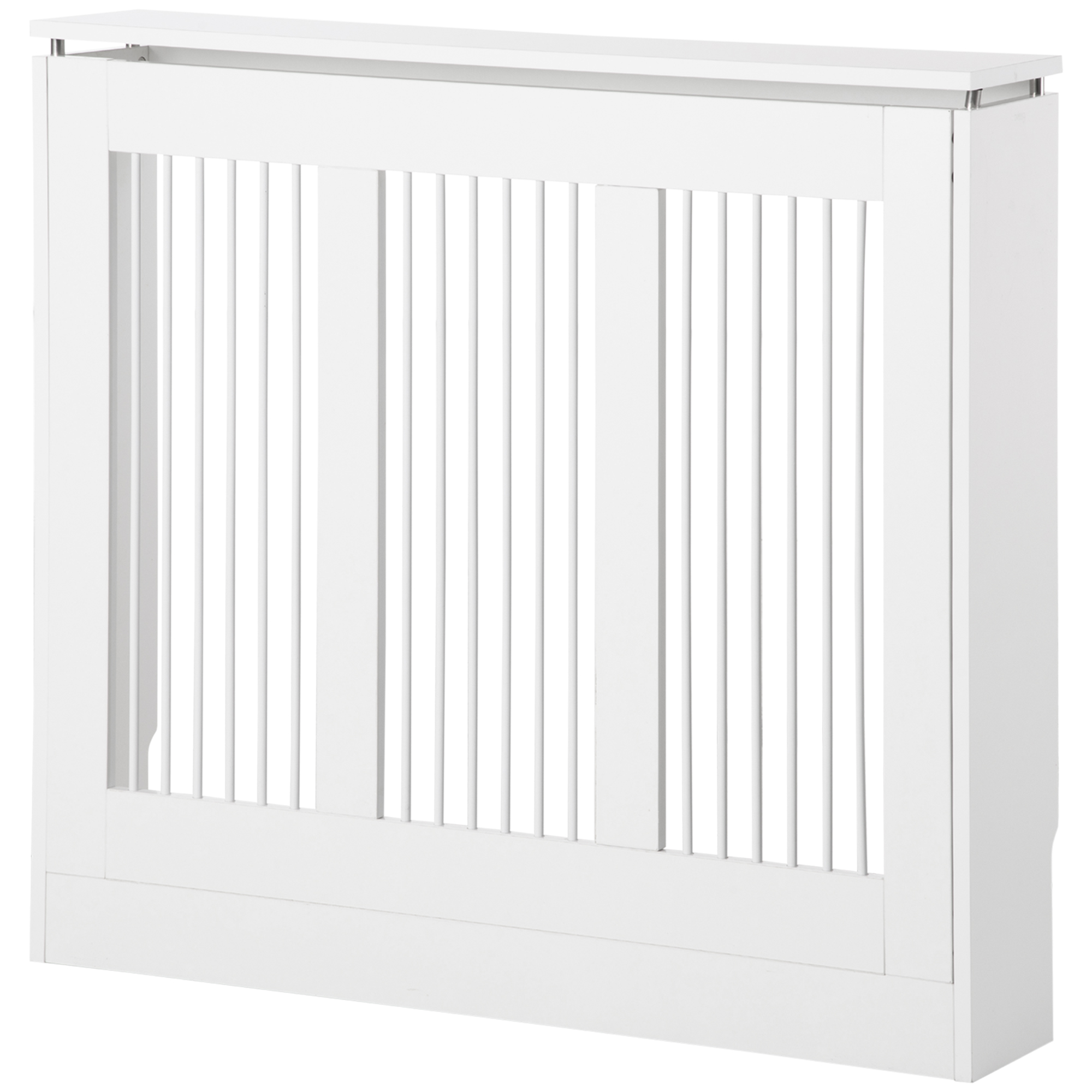 HOMCOM Cache-Radiateur à Lattes Moderne et Élégant pour la Maison, en MDF et Acier, 90x18x84cm, Blanc