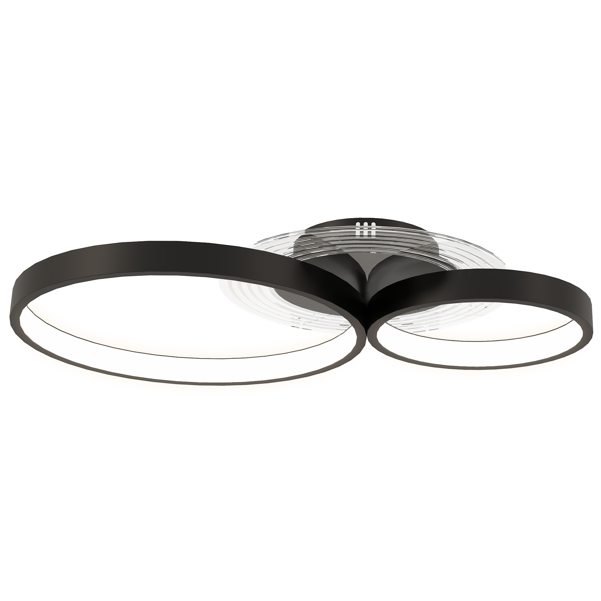 Plafonnier LED Moderne à 3 Anneaux avec Luminosité Réglable, Puissance 40W, Noir