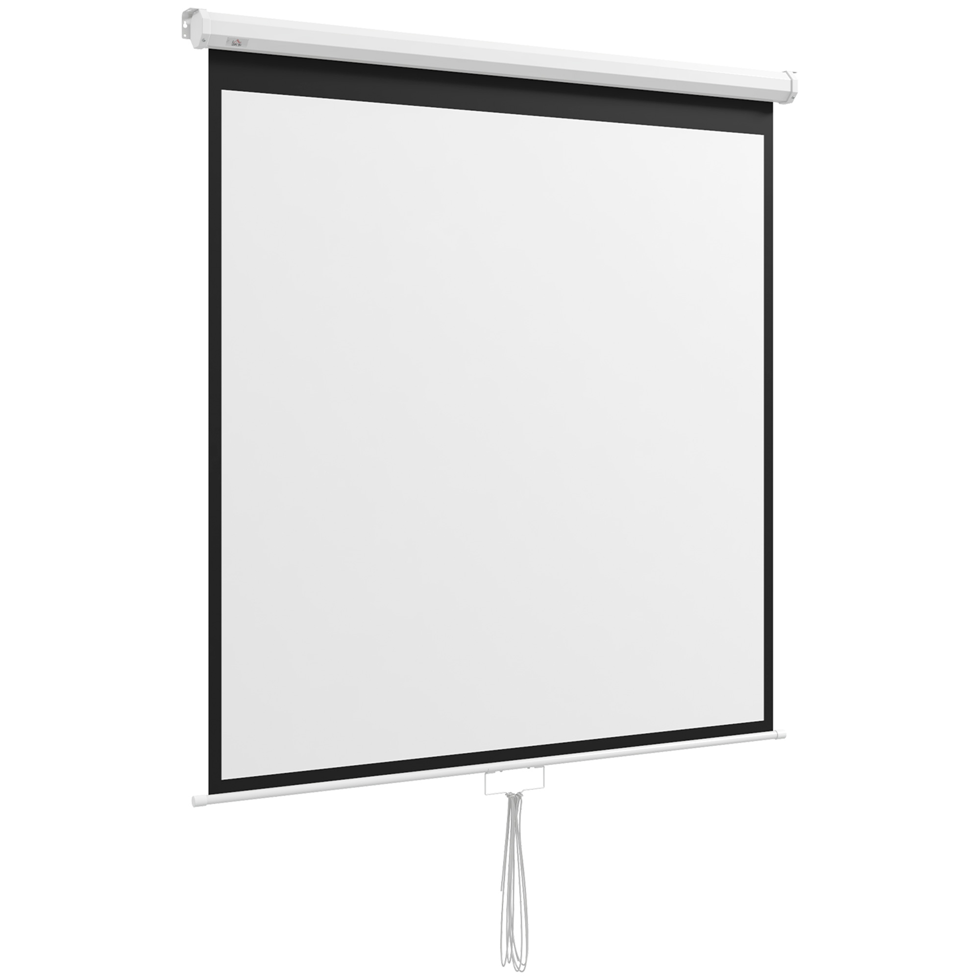HOMCOM Pantalla de Proyección Portátil 85 Pulgadas Formato 1:1 para Interior y Exterior Cine en Casa Patio 146x146 cm Blanco