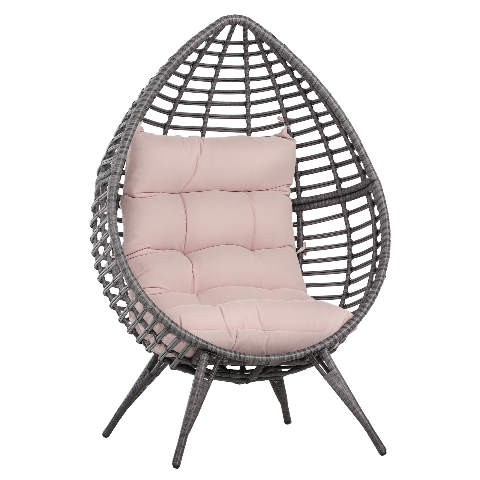 Outsunny Poltrona da Esterno in Rattan con Cuscino Grigio e Beige F...