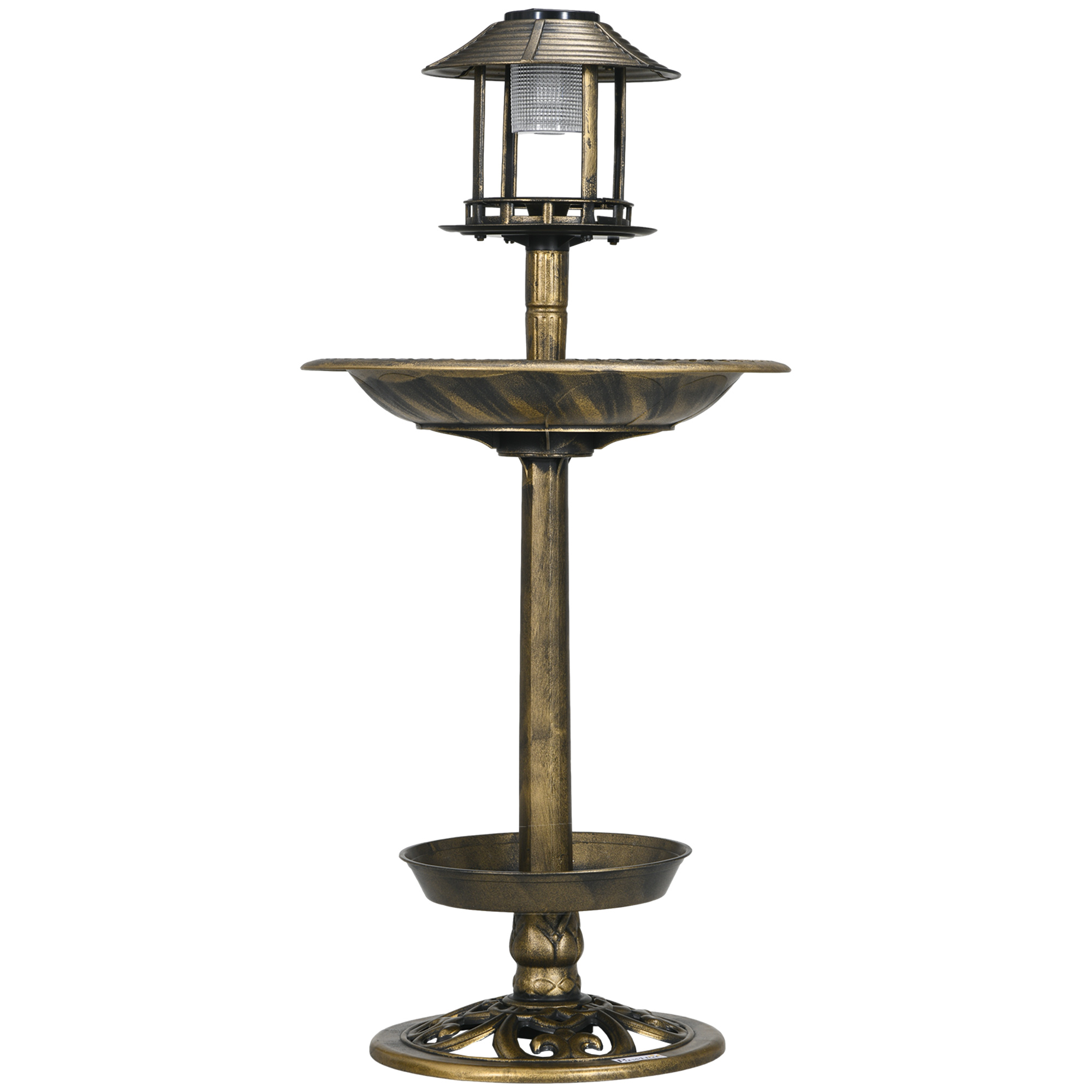 Comparer les prix de Outsunny Mangeoire pour Oiseaux Maison d'Oiseaux Plateau d'Alimentation, résistant aux intempéries, 2 bassins, design vintage, 50 x 50 x 110 cm, couleur bronze