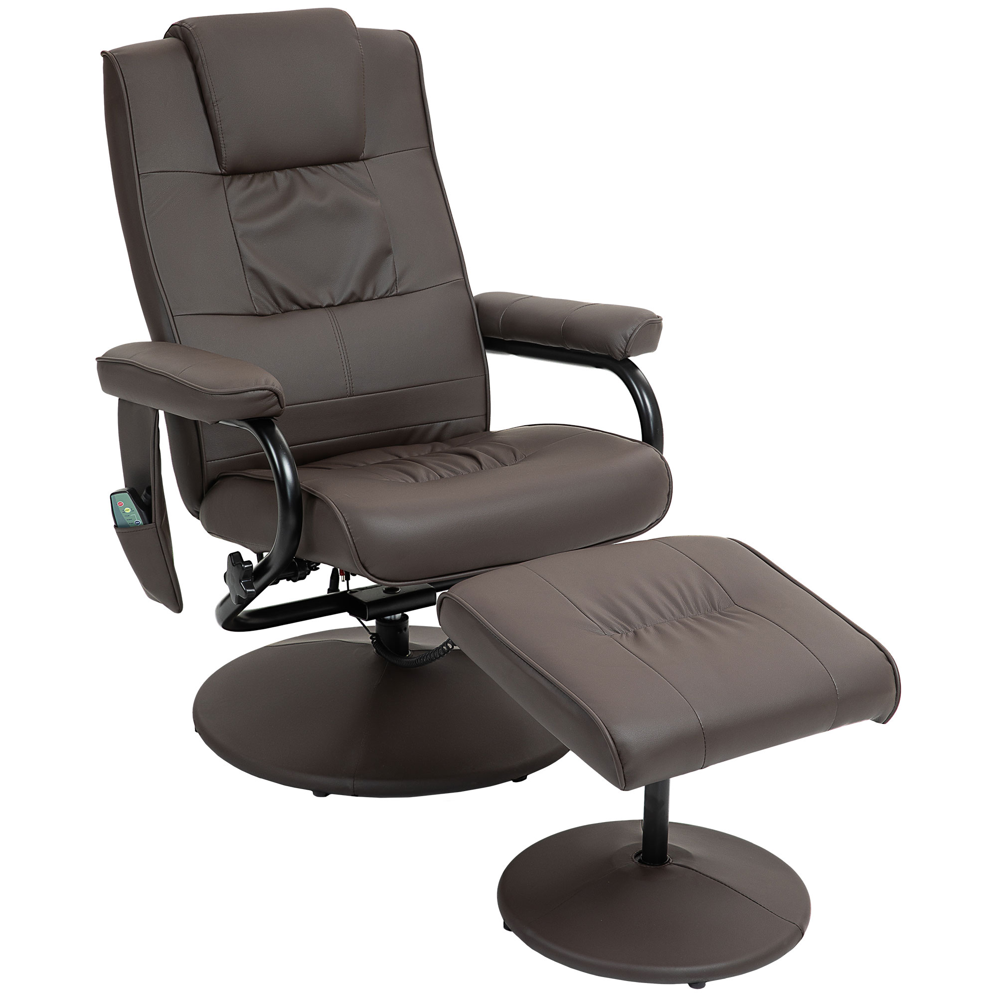 HOMCOM Sillón Relax Reclinable con Reposapiés con 10 Puntos de Masaje con Mando a Distancia para Salón Oficina Marrón