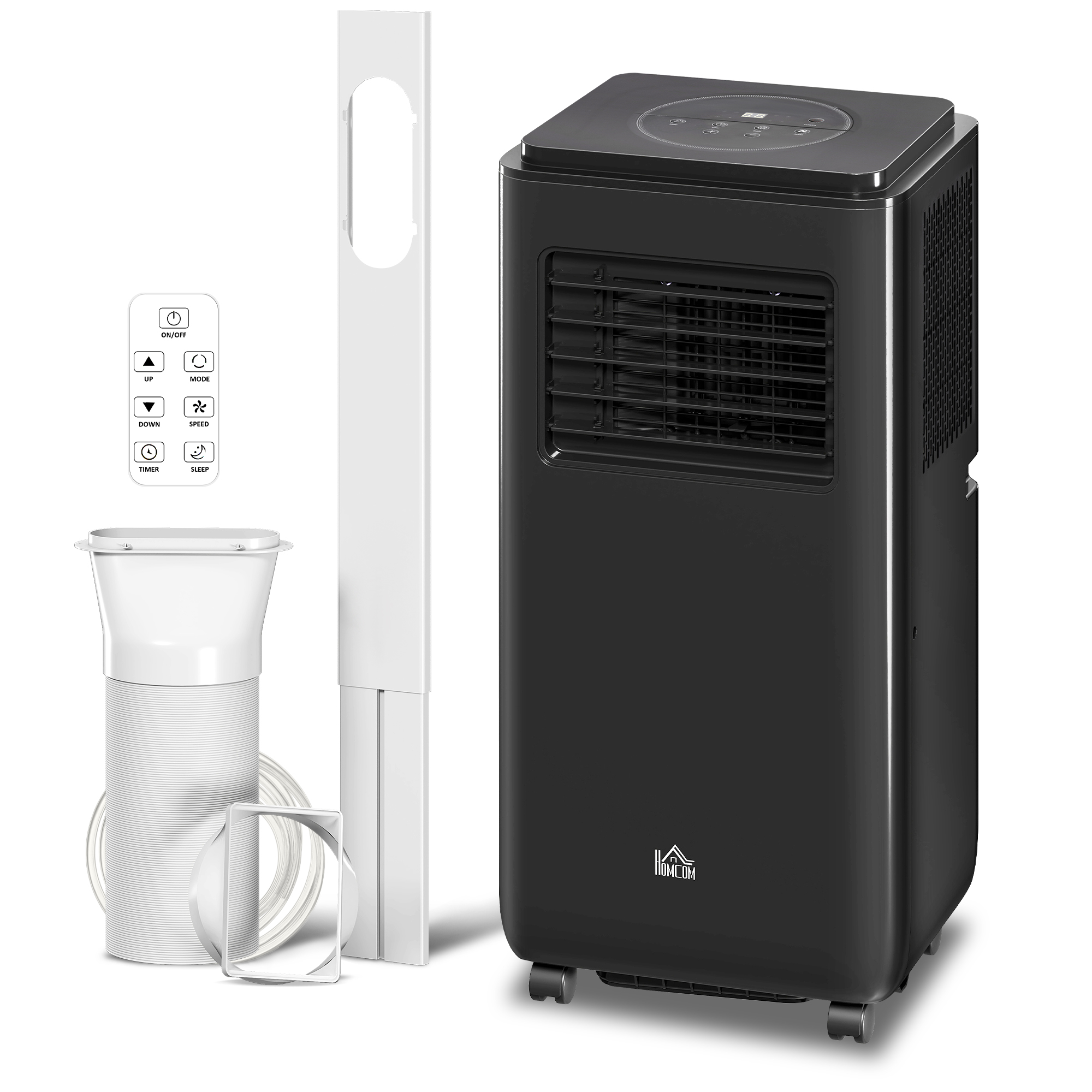 HOMCOM Climatiseur Portable 950 W avec 5 Modes et 3 Vitesses, en Plastique ABS et Acier, 33x28x70,4 cm, Noir