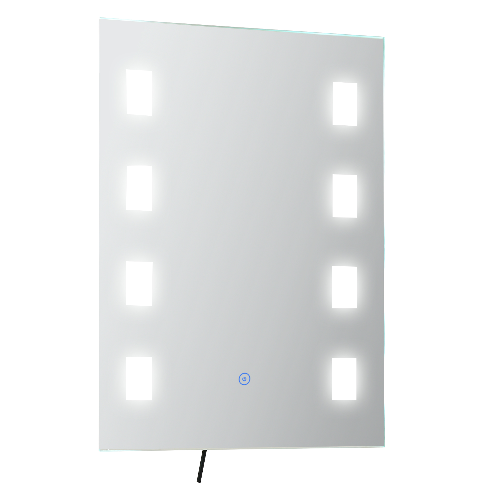 kleankin Espejo de Baño con Luz LED con Función de Antivaho Marco de Aluminio e Interruptor Táctil 70x50 cm Plata | Aosom España