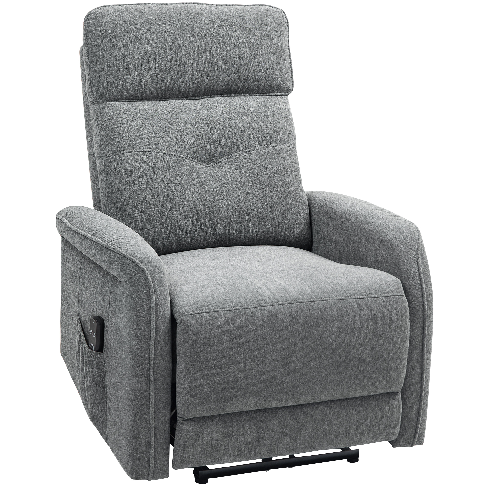 HOMCOM Fauteuil de Massage avec Télécommande, 8 Points de Massage, Chauffage Lombaire, Port USB, Sac Latéral, Fauteuil Rembourré, Gris