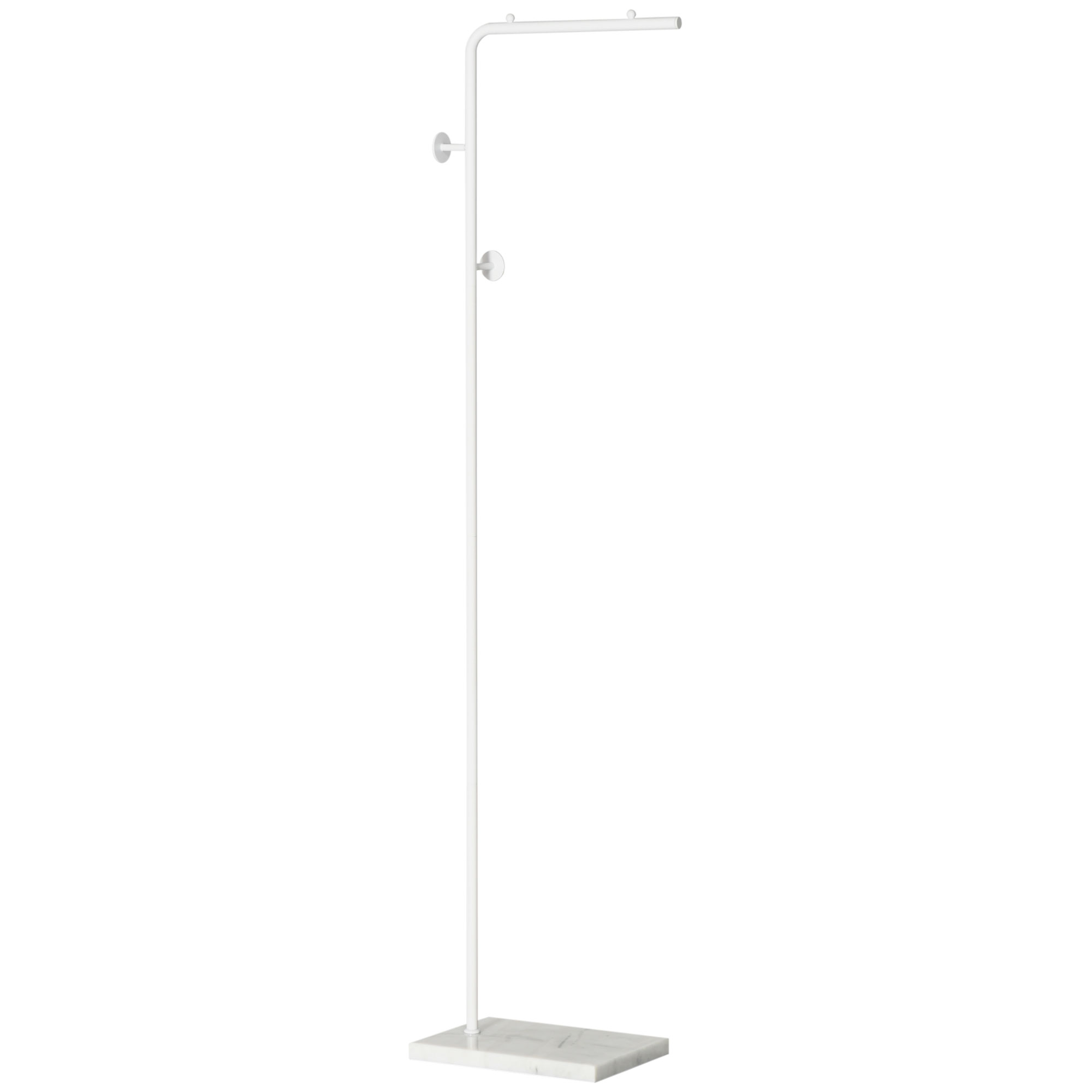 HOMCOM Perchero Recibidor Perchero de Pie con Base de Mármol Barra y 2 Ganchos de Metal para Dormitorio Pasillo 35x25x170 cm Blanco | Aosom España