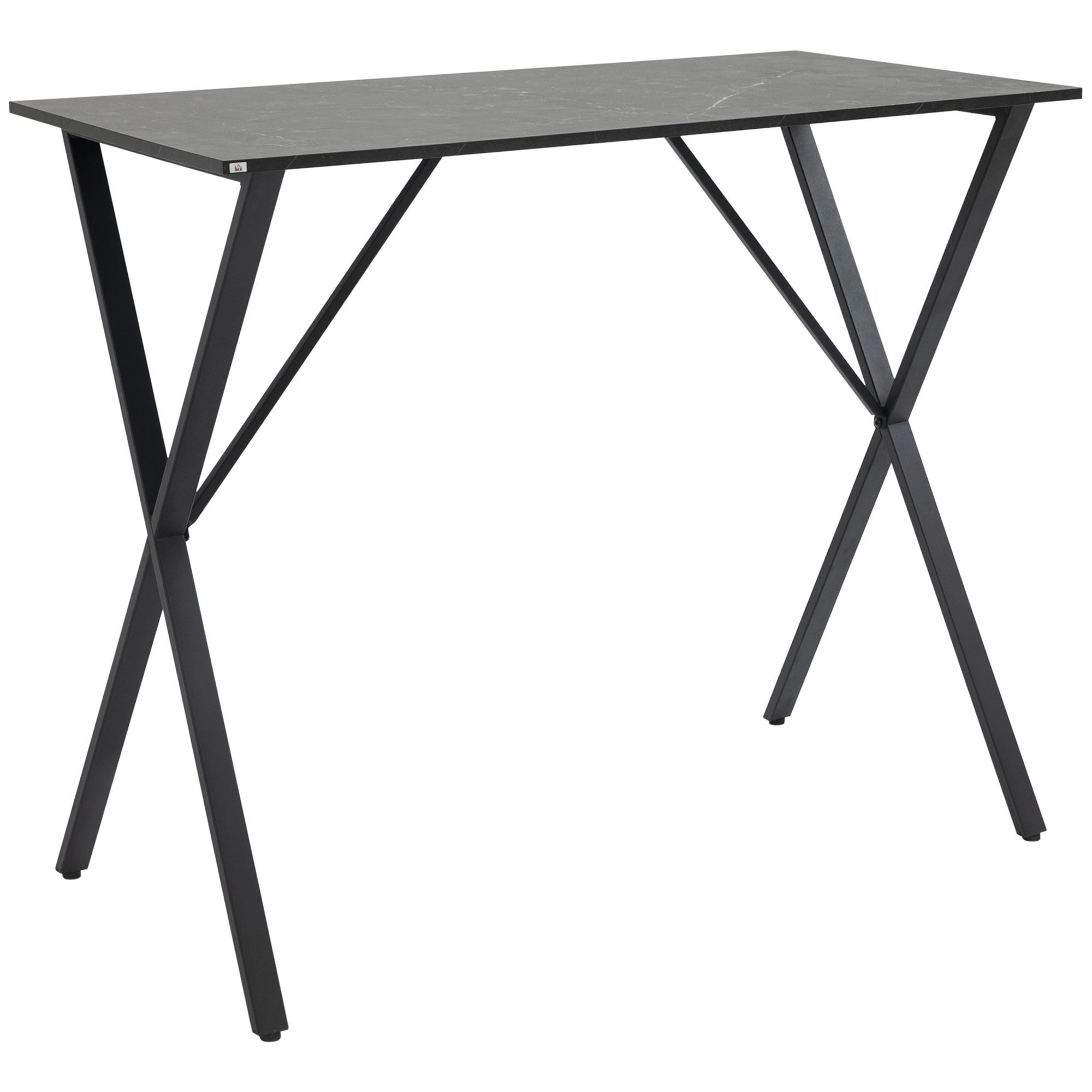 HOMCOM Industrial Style Bar Table High Table Marble Effect Wood and Steel 120x60x102 cm, Noir