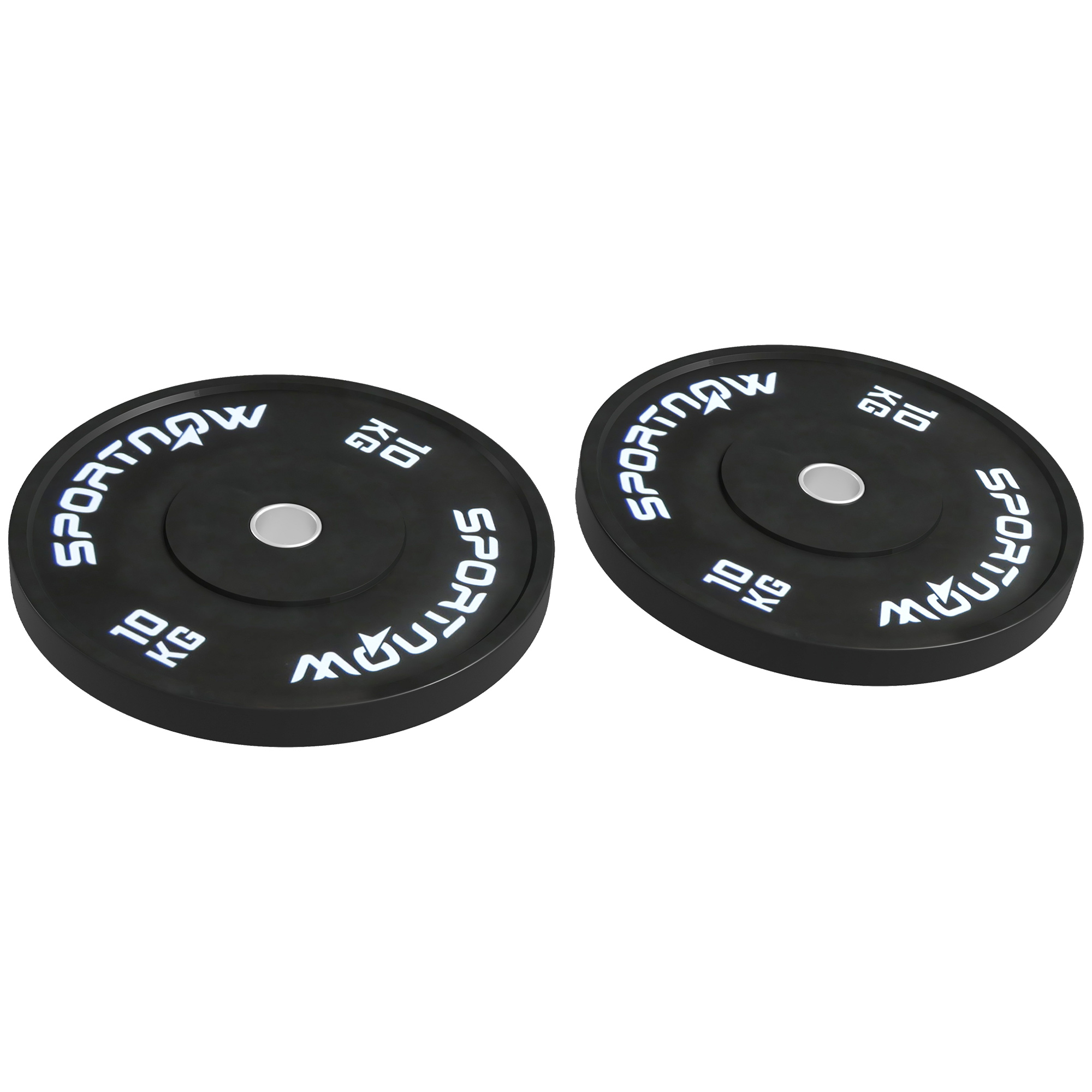 SPORTNOW Set de 2 Disques de Poids de 10kg pour Haltères et Haltères avec Attache Ø5cm, Noir