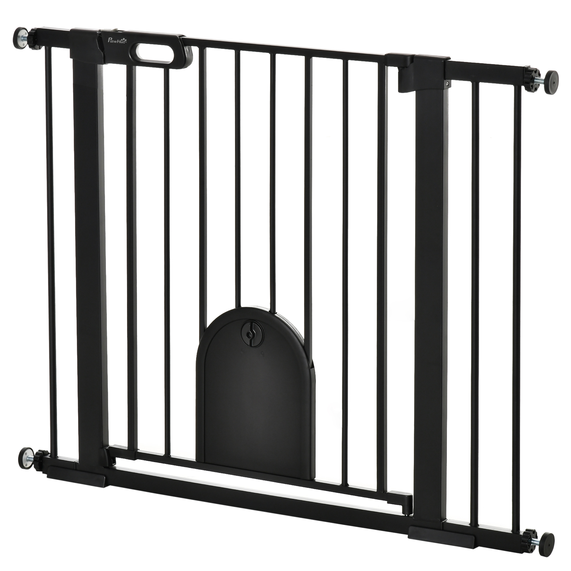 Comparer les prix de PawHut Cancellino pour Chiens Réglable avec Petite Porte et Fermeture Automatique, 75-103x76 cm, Noir