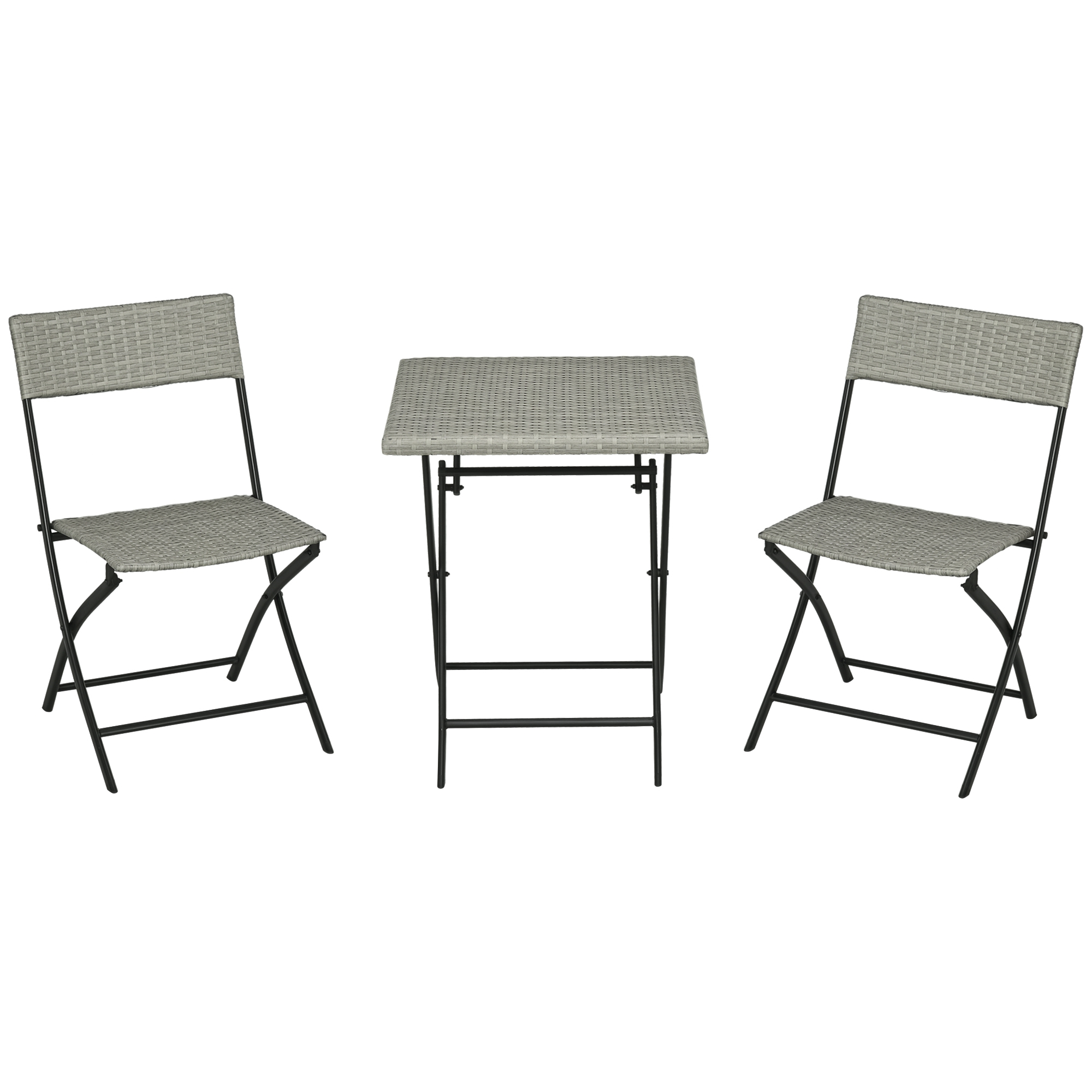 Outsunny 3tlg Rattan Balkonmöbel-Set Bistro-Set mit 2 Klappstühlen und Klap günstig online kaufen