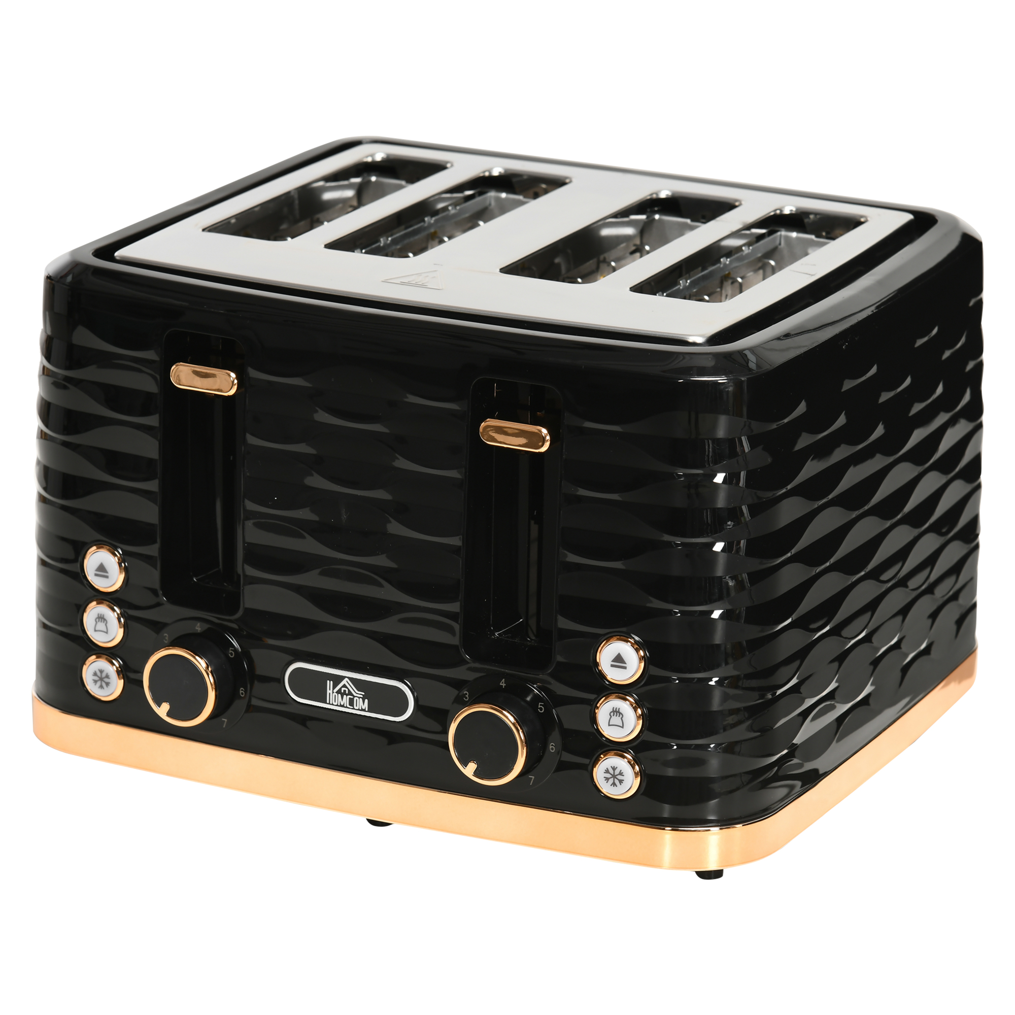 HOMCOM Toaster 4 Scheiben mit Brötchenaufsatz, 7 Stufen, Auftaufunktion, Li günstig online kaufen