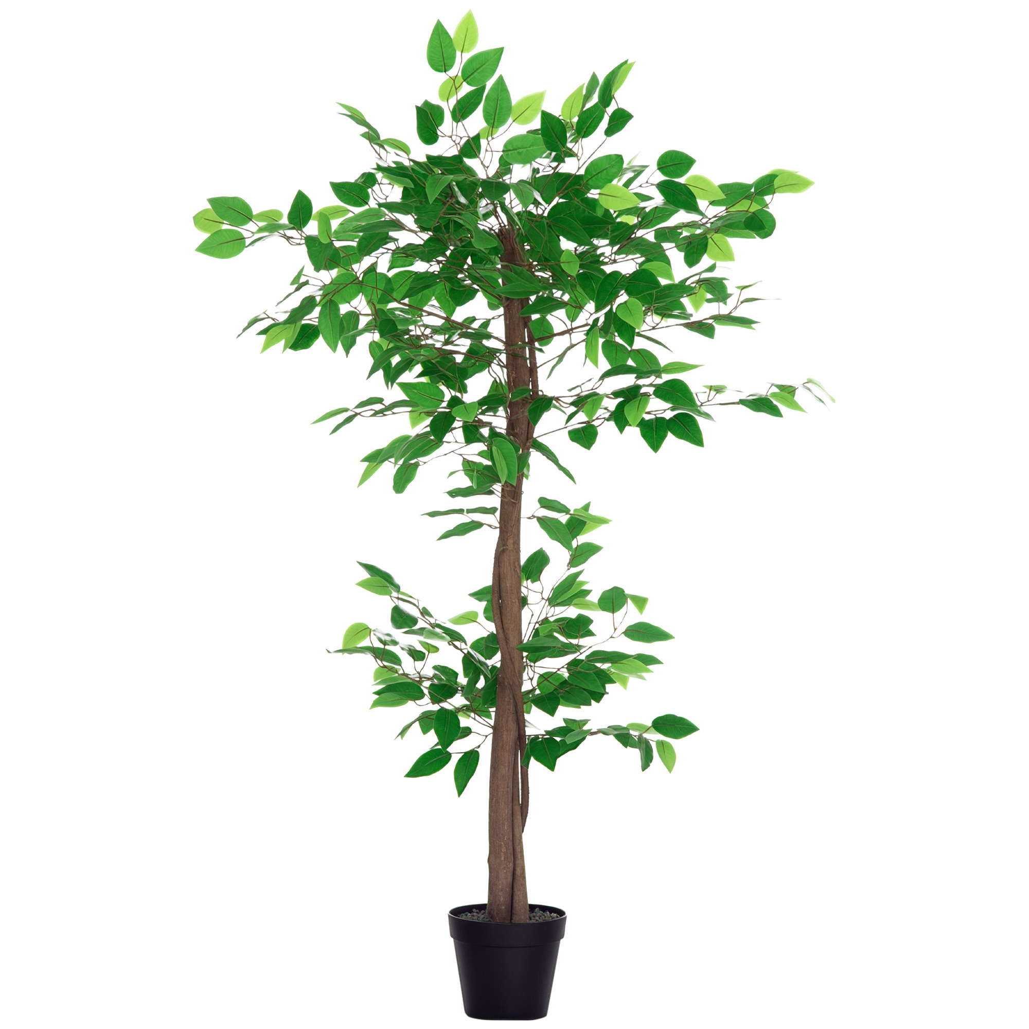 Outsunny Arbre Artificiel Plante Artificiel ficus Hauteur 1,2 m Tronc Branches Liane Lichen Feuilles Grand réalisme Pot Inclus