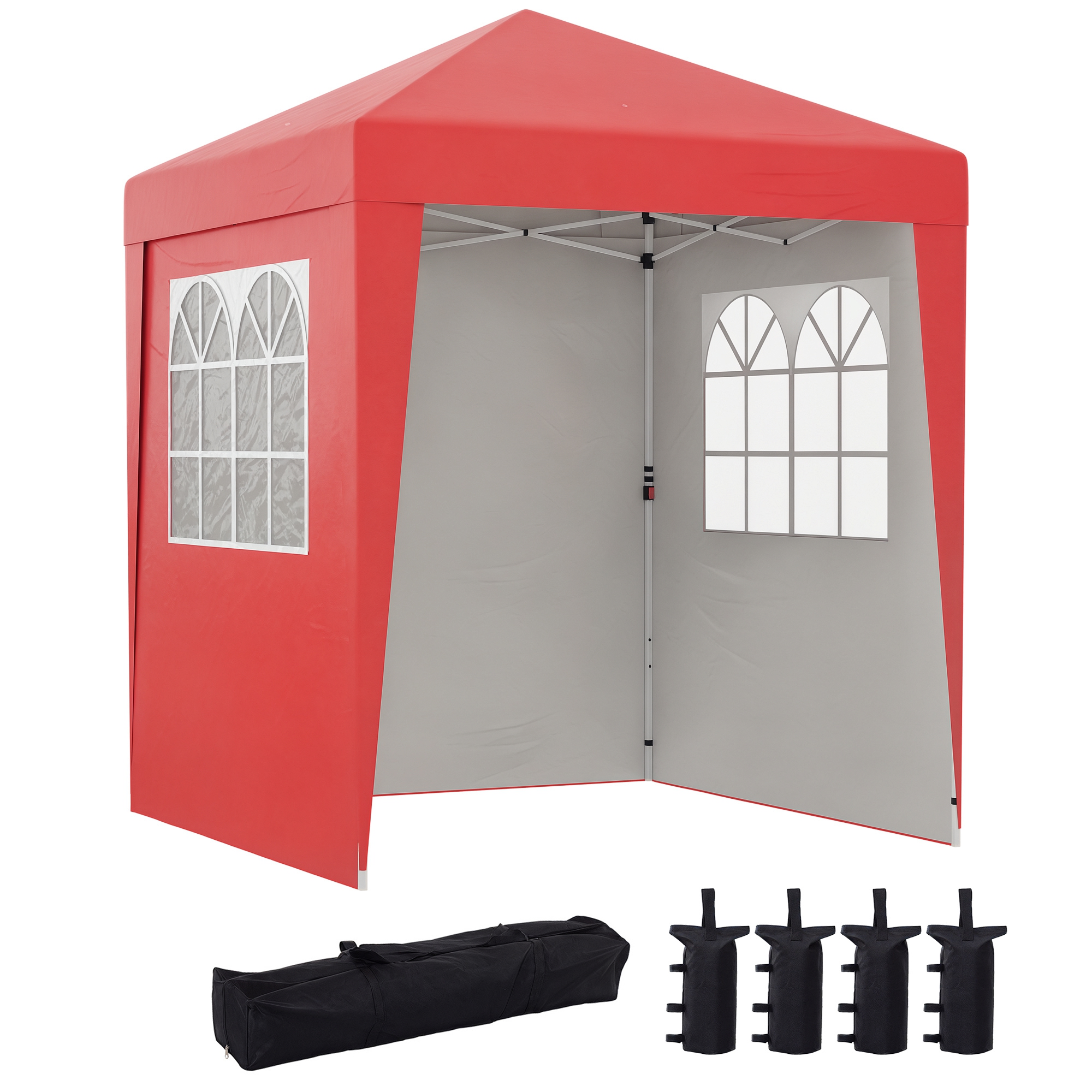 Outsunny Tonnelle barnum de grădină pop-up pliabil reglabil în înălțime protecție UV 30+ 3 părți laterale rouge | Aosom Romania