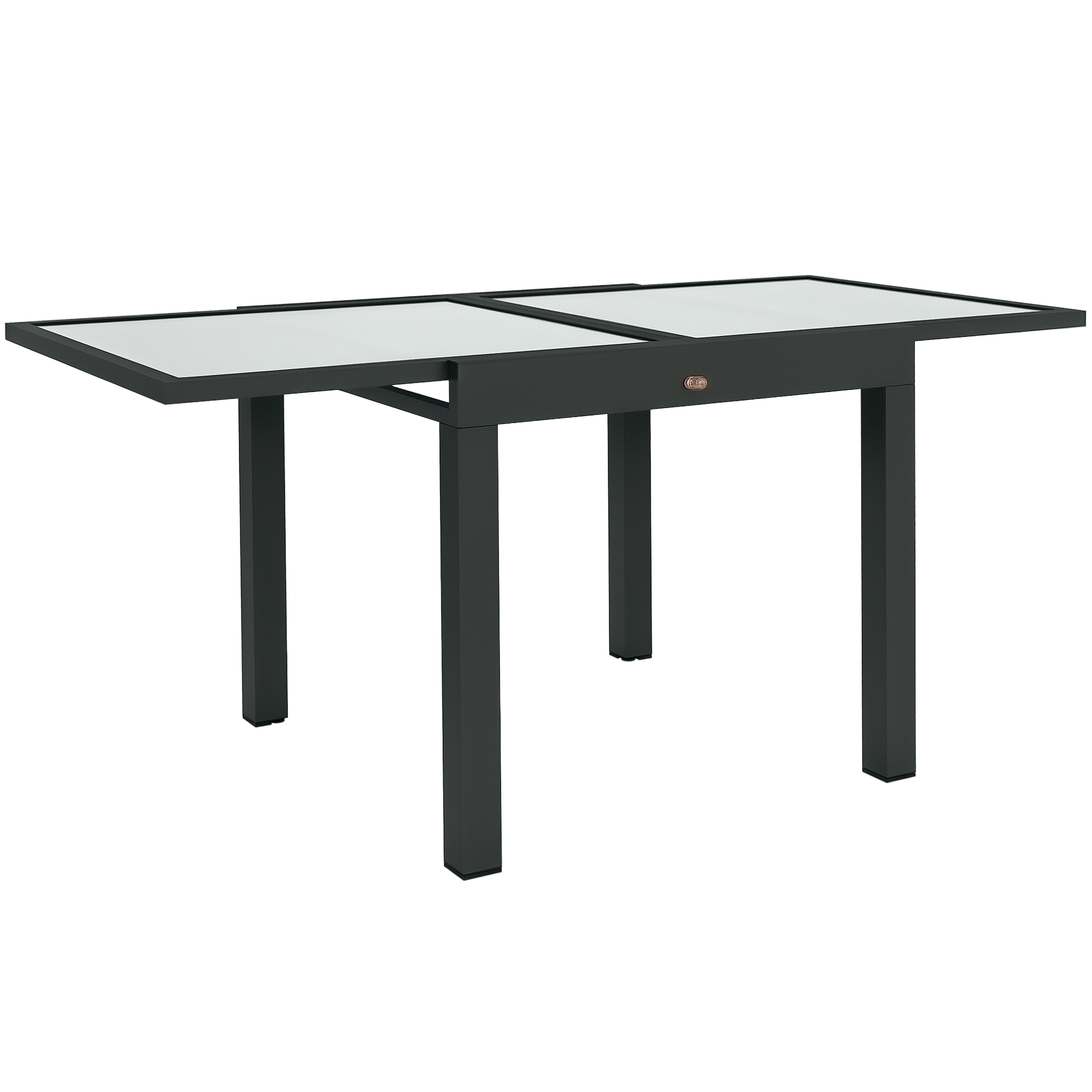 Outsunny Masă Extensibilă de Grădină de Dimensiuni Mari dim. desfășurate 160 x 80 x 75 cm Aluminiu Blat Sticlă Securizată Transparent | Aosom Romania