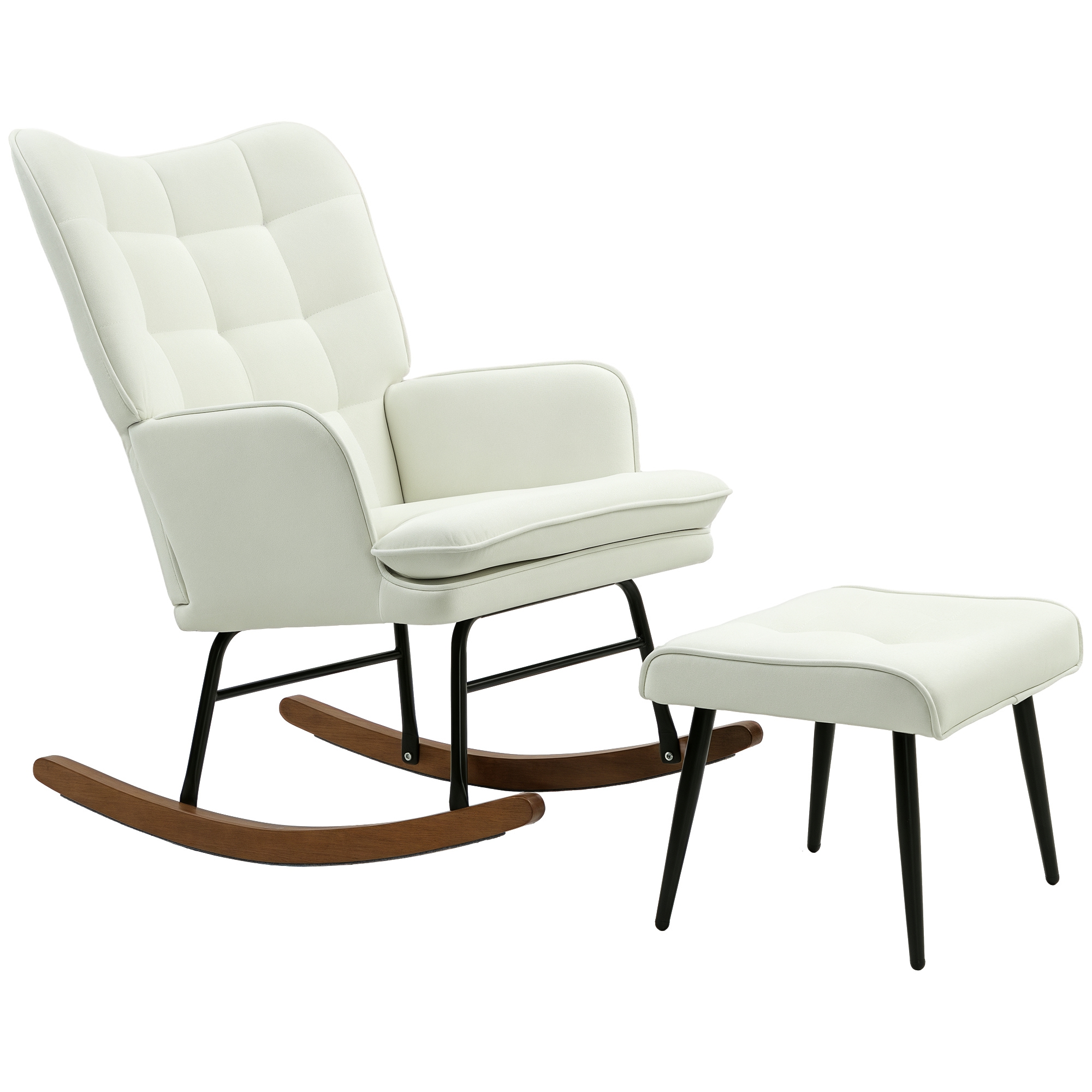 HOMCOM Scaun cu Leagan Taburet, Sistem de Leagan Linen…