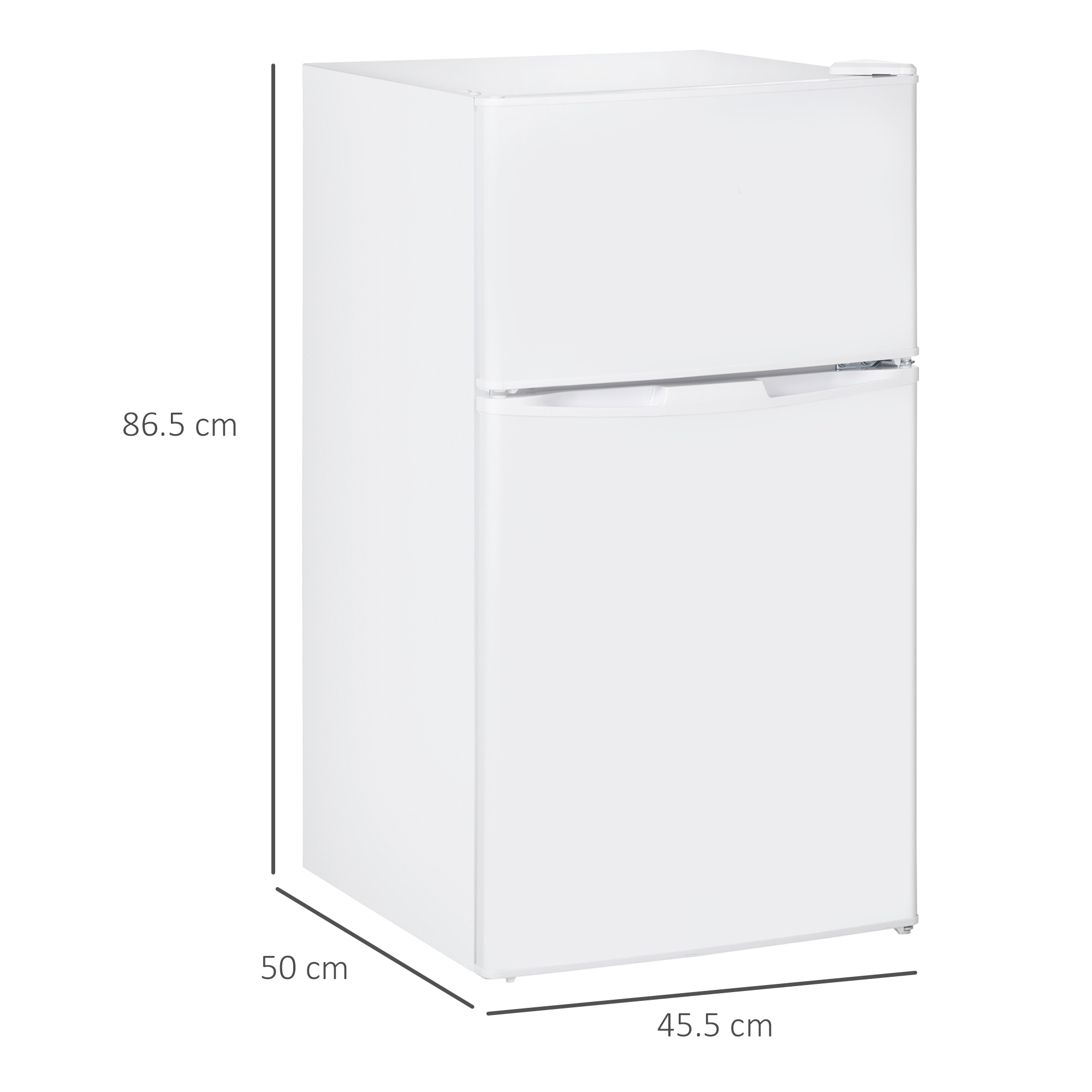 HOMCOM 88L Under Counter Fridge Freezer, Small Refrigerator with 5-Setting, 3 Star Freezer Rating, White 3