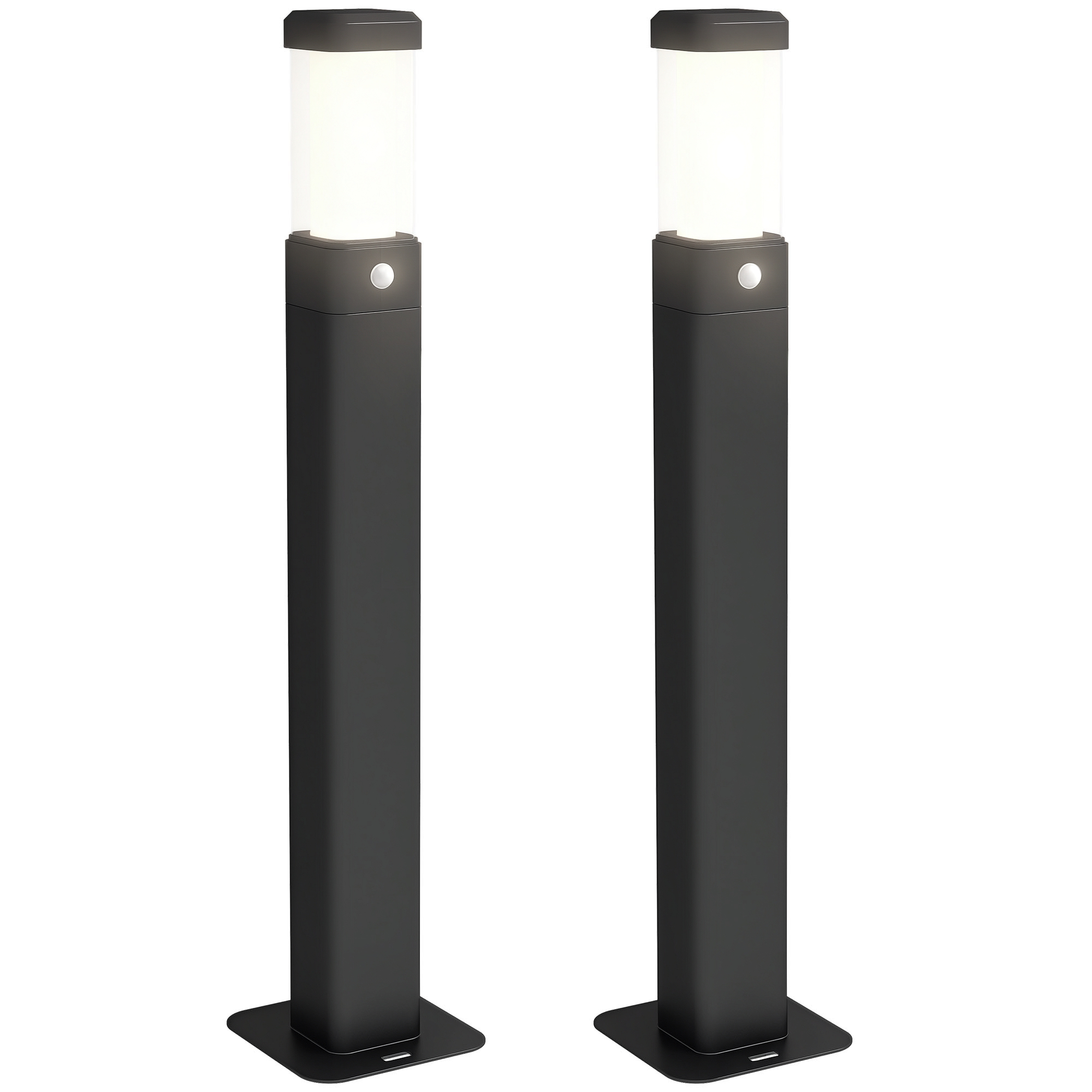 Outsunny Set de 2 lampi de exterior, stalpi luminoase LED, Etanche IP65, Lumina pentru alei si drumuri, negru | Aosom Romania
