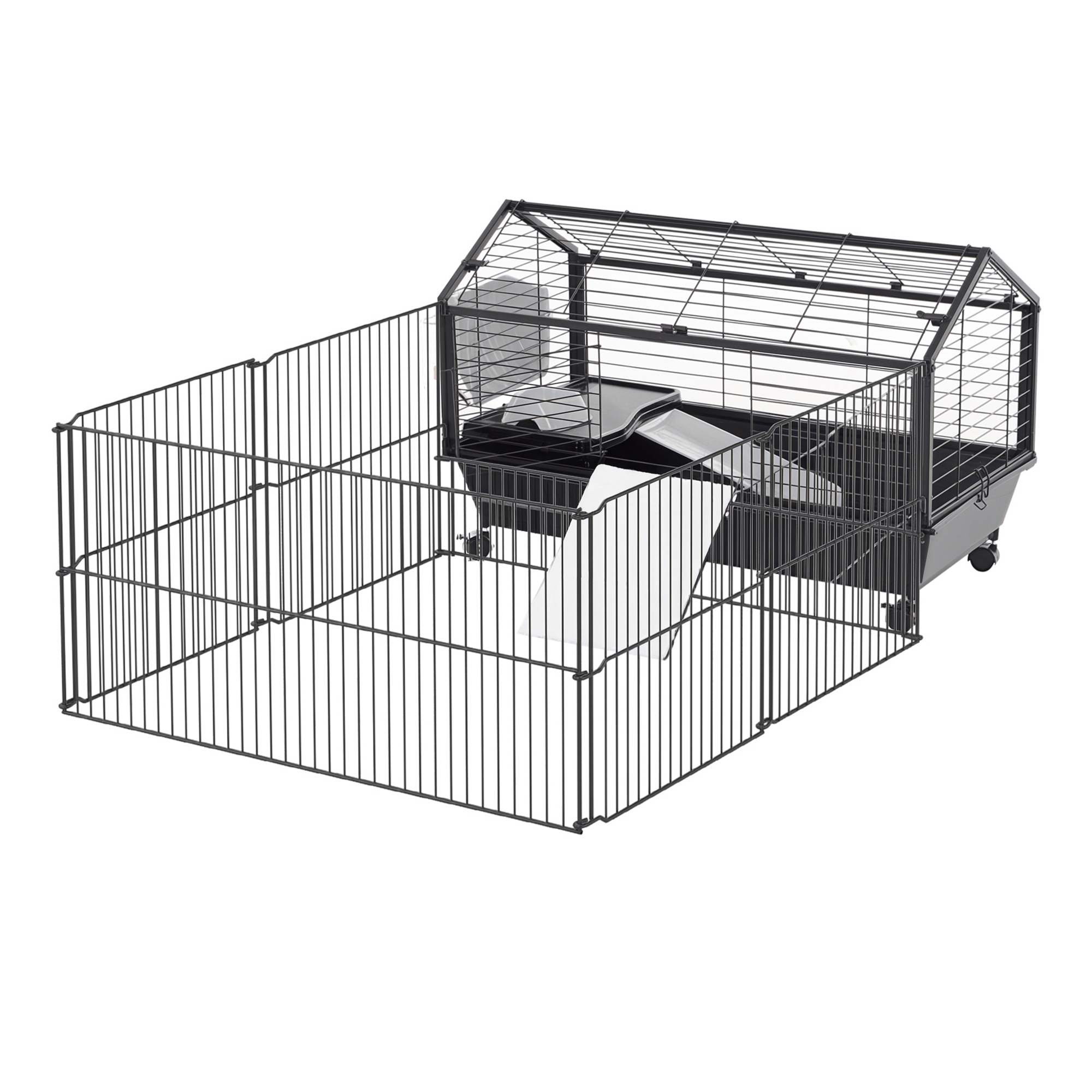 Pawhut Kleintierkäfig Nagerkäfig für Meerschweinchen mit Garten & Balkon, Metall 88x128,5x56cm, geräumig & robust   Aosom.de – PawHut